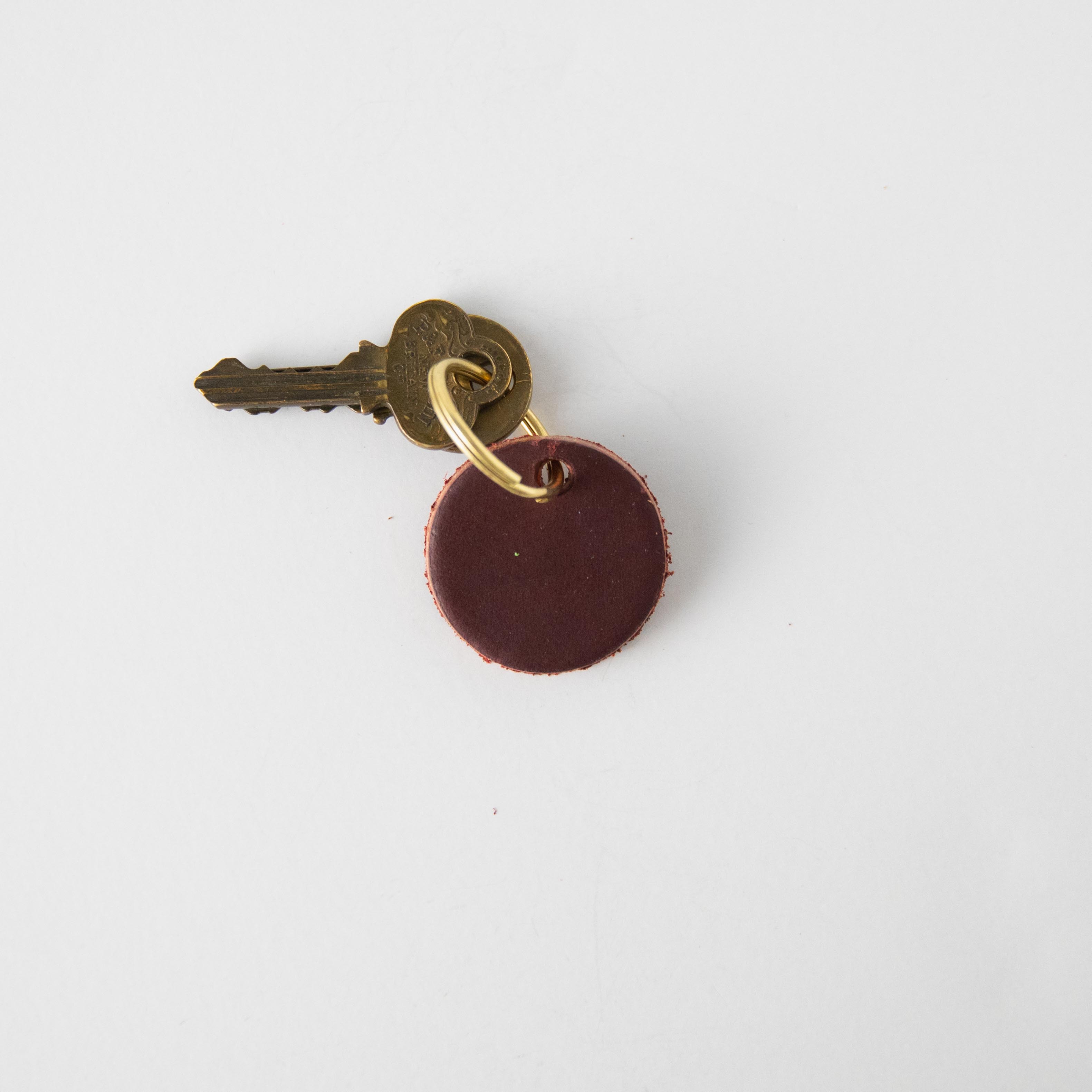 Oxblood Circle Key Fob- leather keychain - leather key holder - leather key fob - KMM & Co.