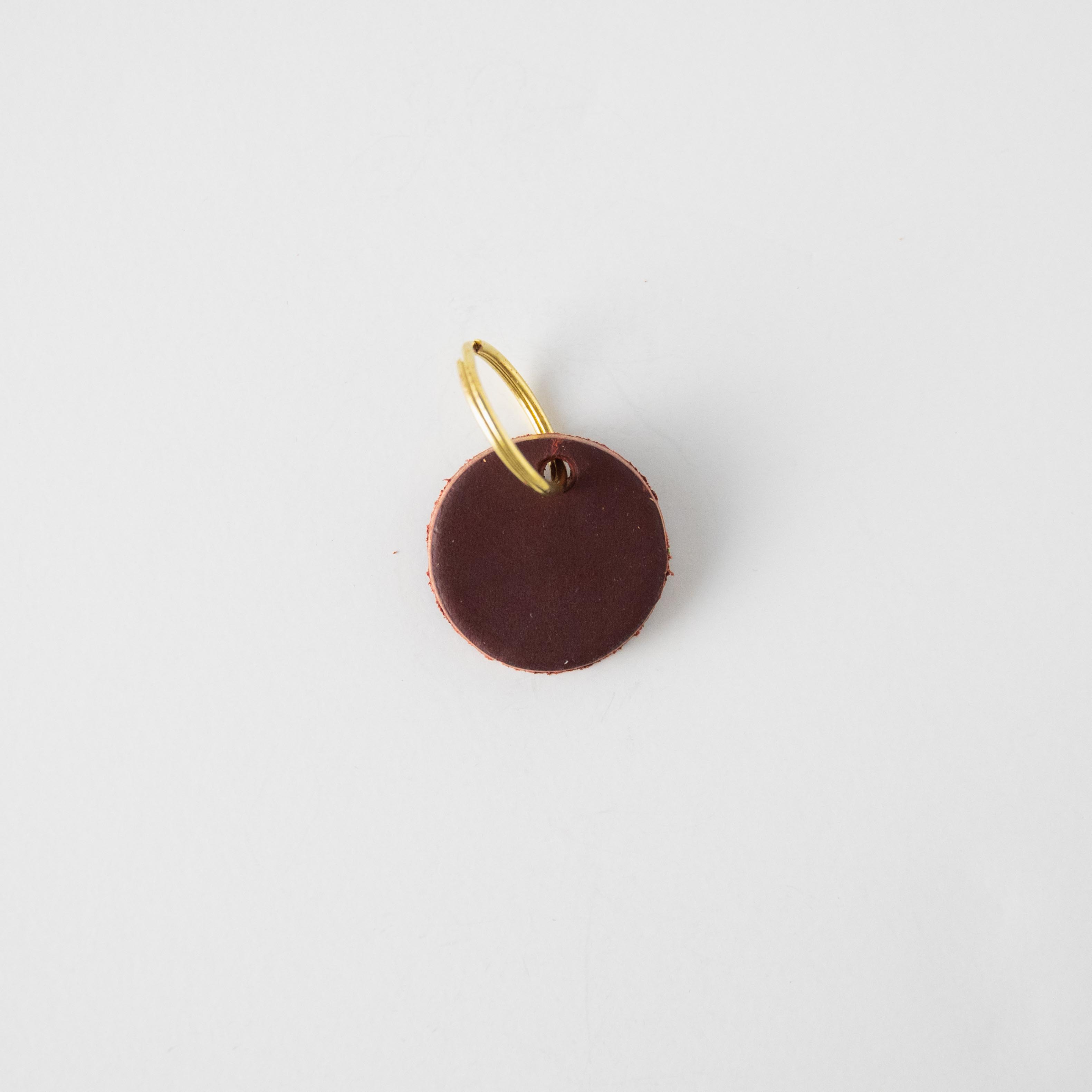 Oxblood Circle Key Fob- leather keychain - leather key holder - leather key fob - KMM & Co.