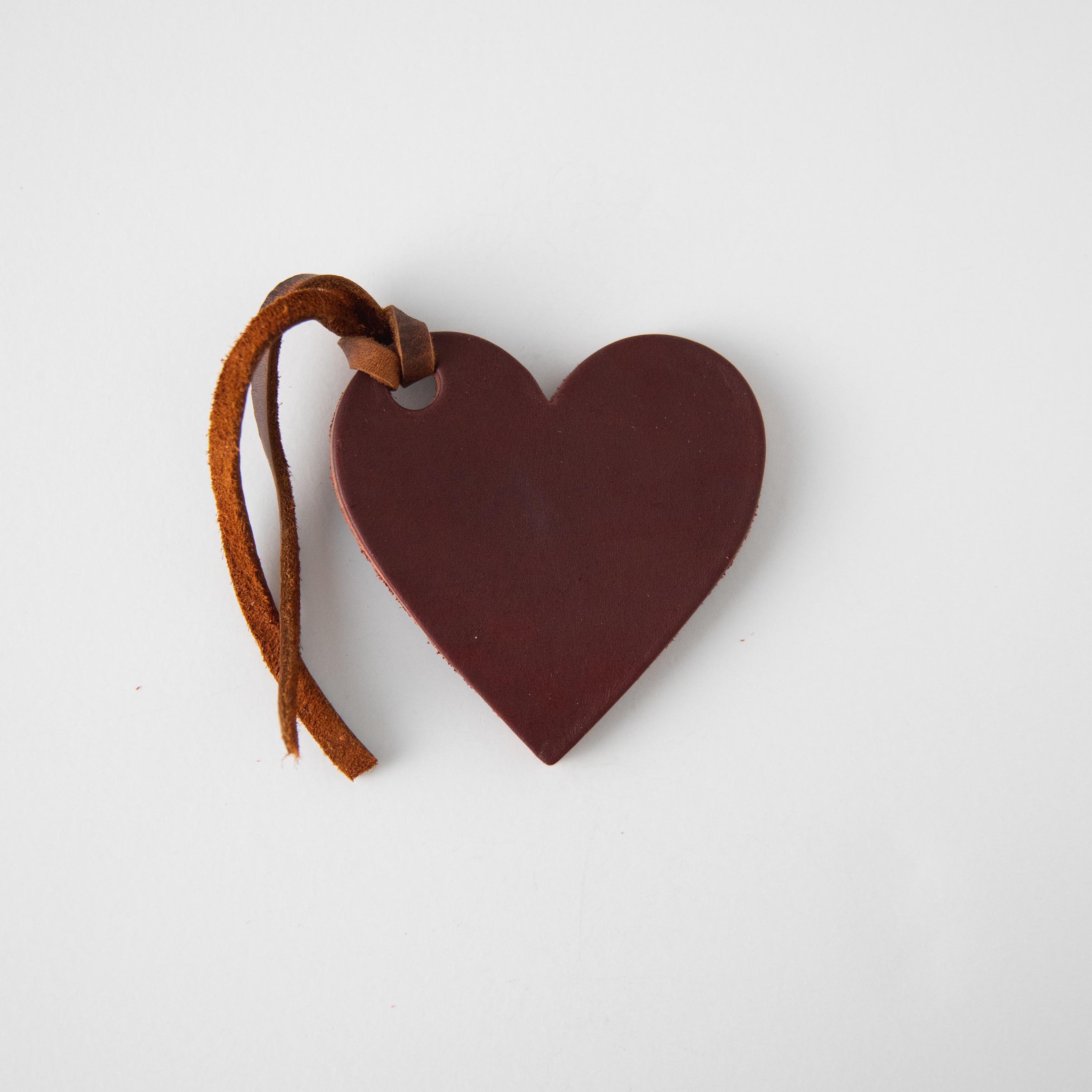 Oxblood Leather Heart Tag- personalized luggage tags - custom luggage tags - KMM & Co.