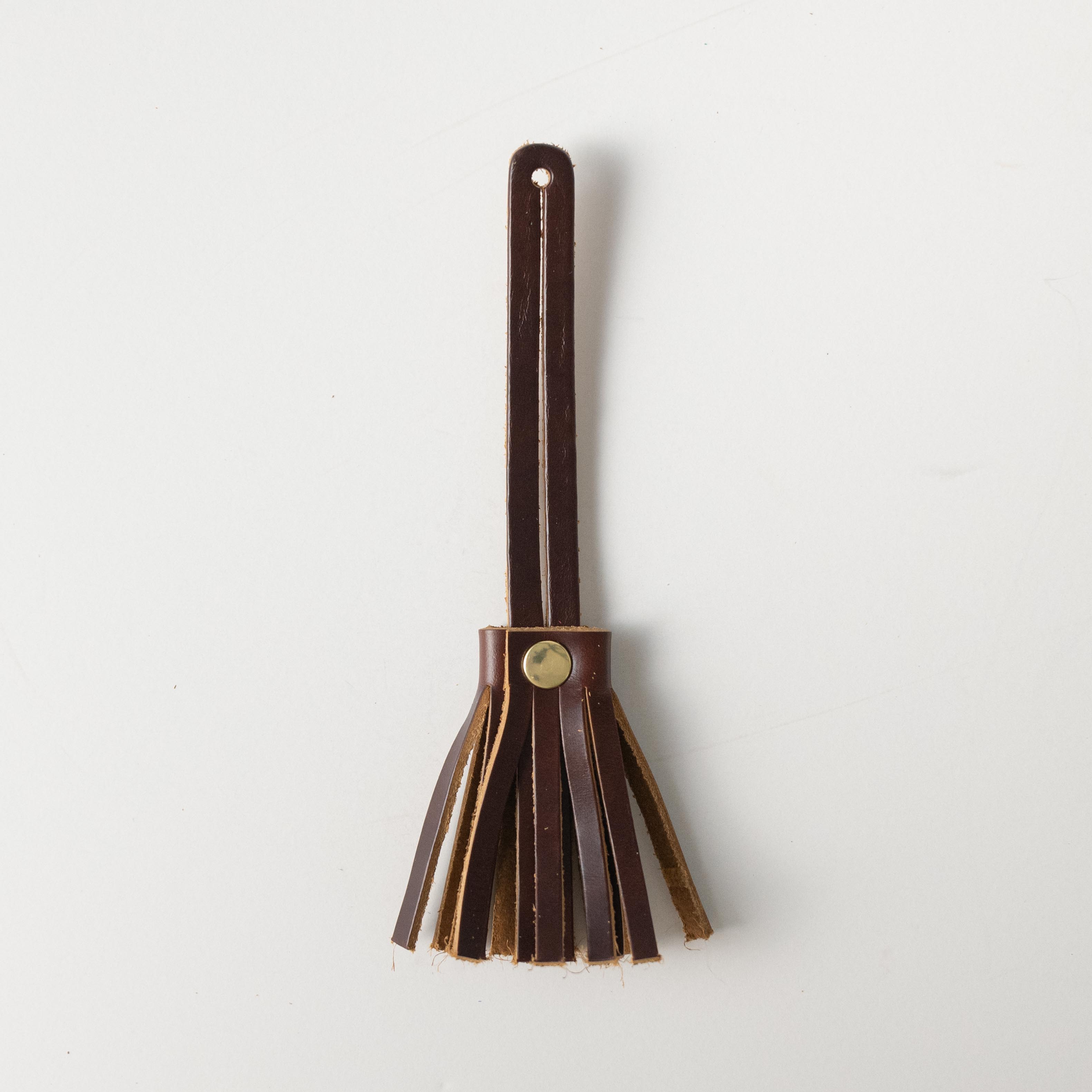 Oxblood Mini Tassel- leather tassel keychain - KMM & Co.