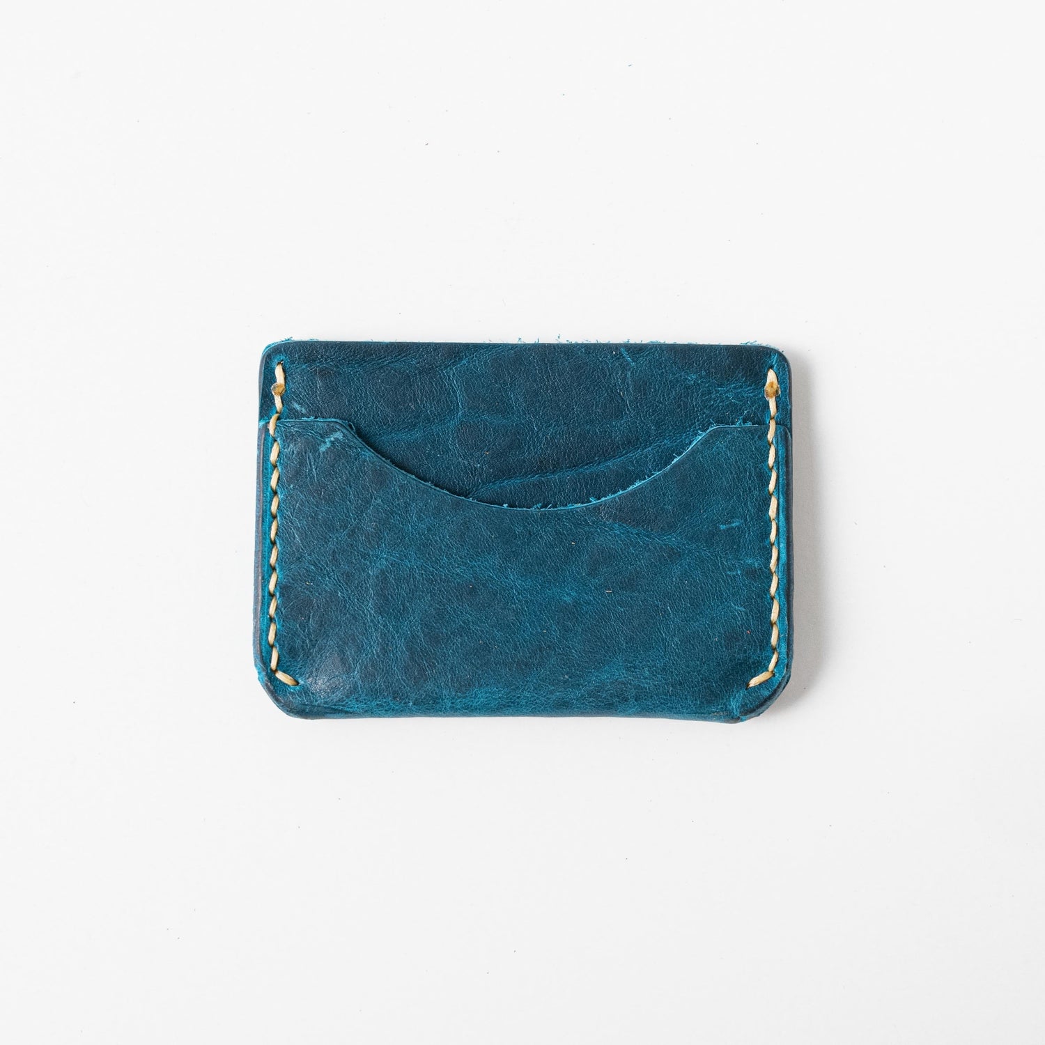 Petrol Blue Bison Card Case- mens leather wallet - leather wallets for women - KMM & Co.