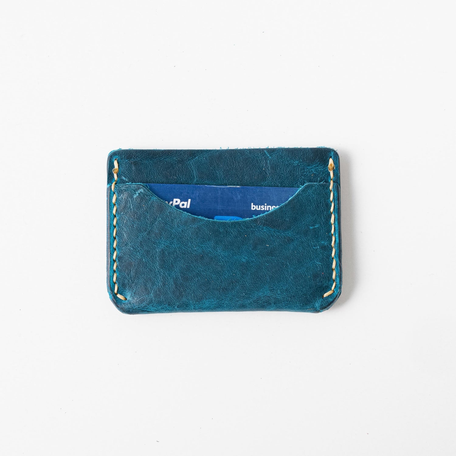 Petrol Blue Bison Card Case- mens leather wallet - leather wallets for women - KMM & Co.