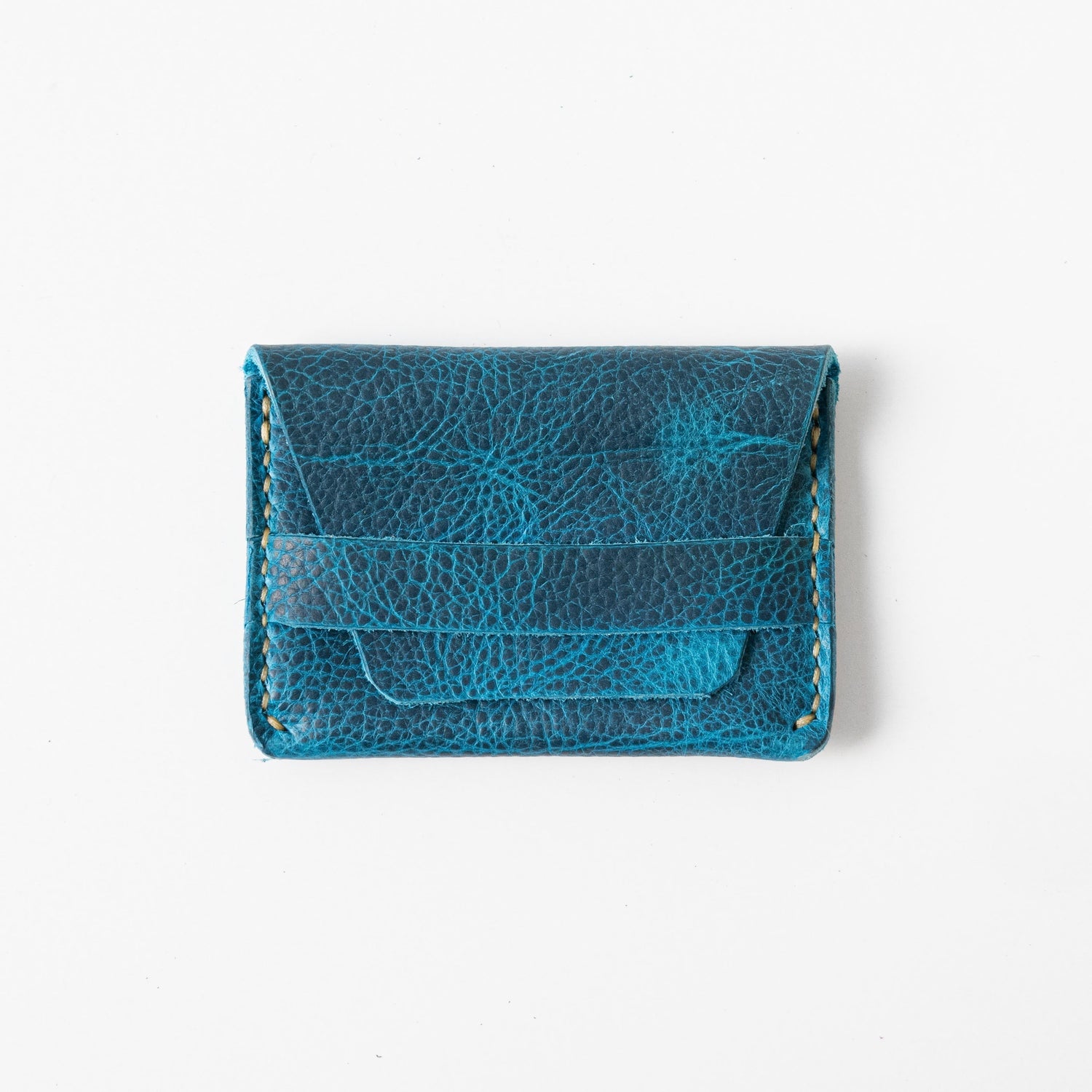 Petrol Blue Bison Flap Wallet- mens leather wallet - handmade leather wallets at KMM & Co.