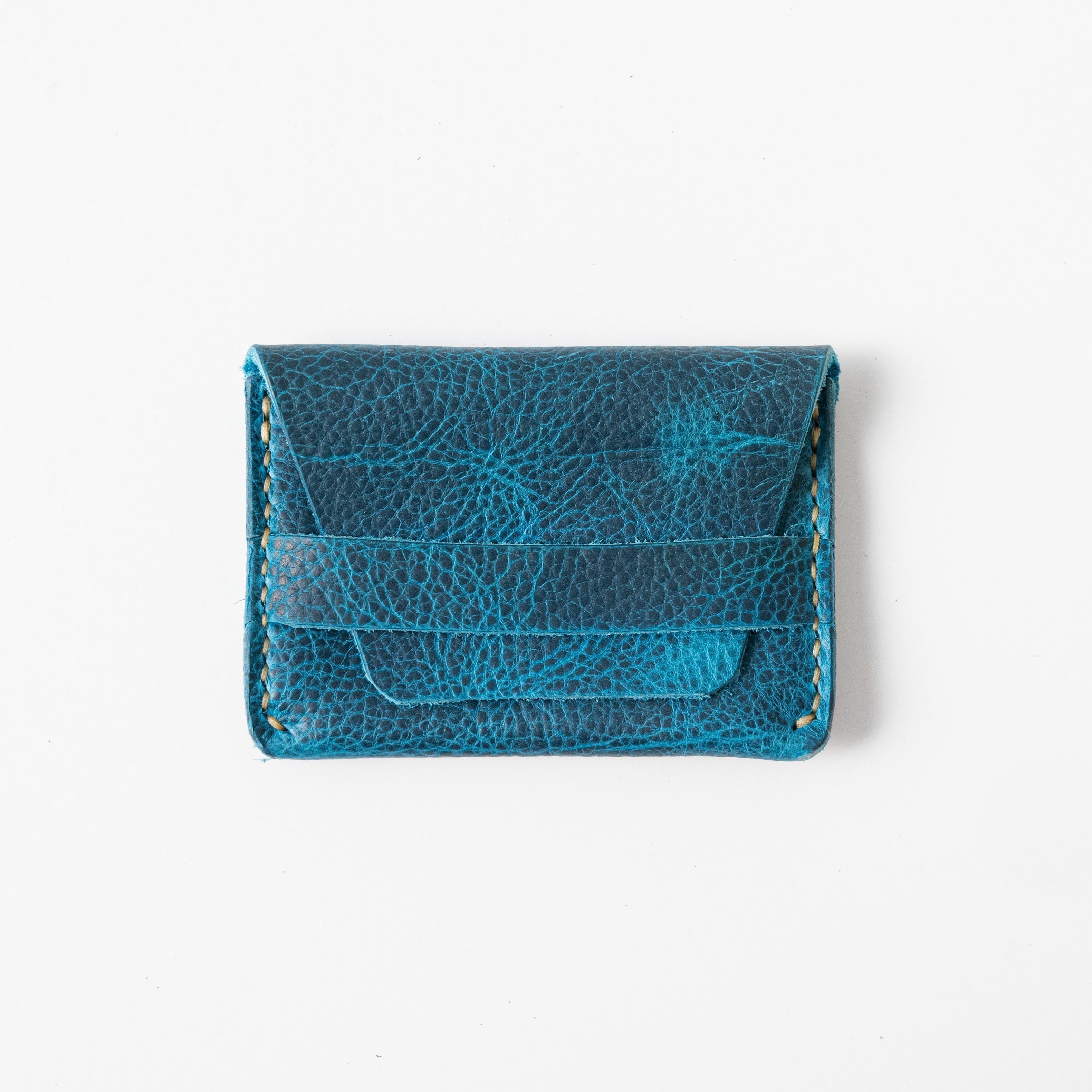Petrol Blue Bison Flap Wallet- mens leather wallet - handmade leather wallets at KMM & Co.