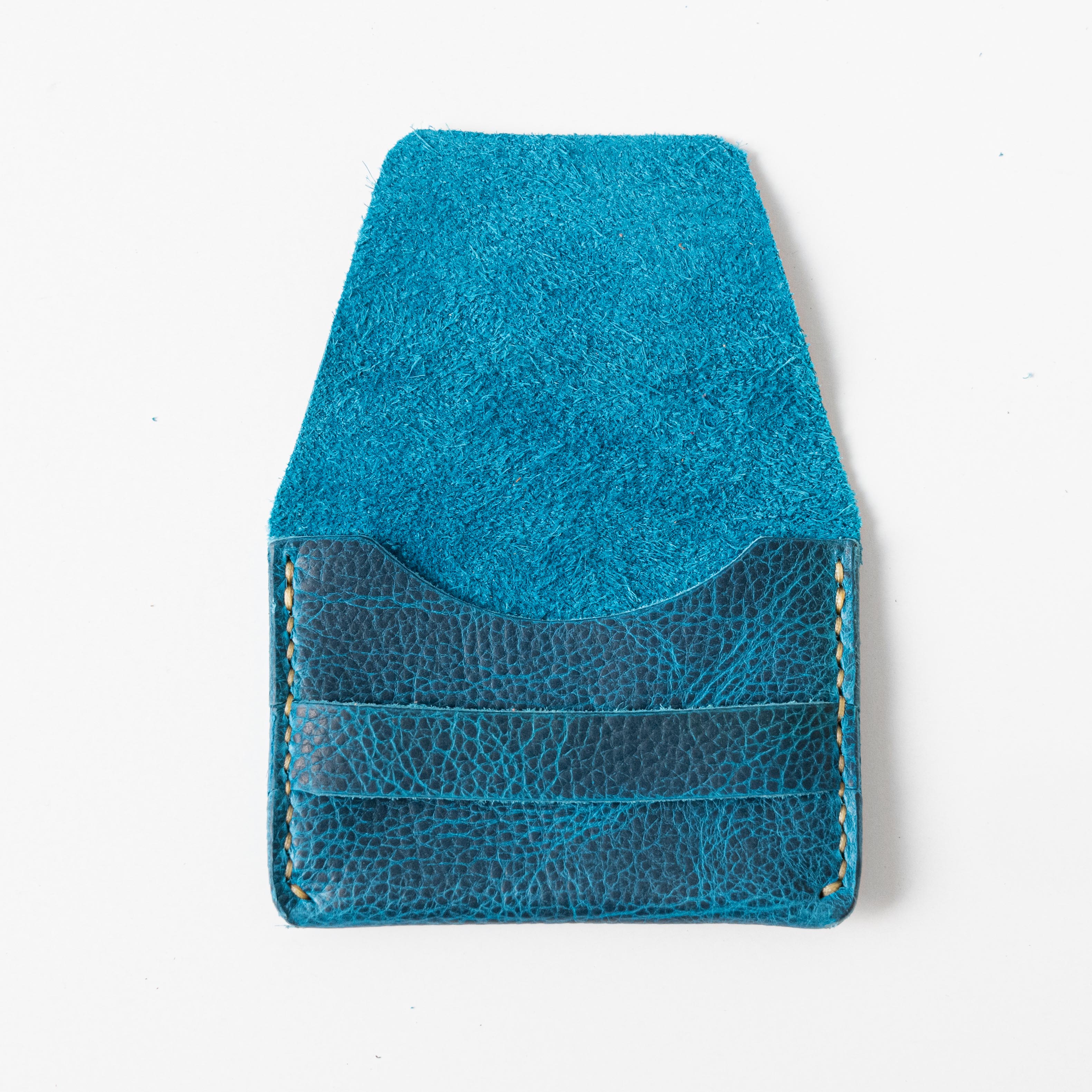 Petrol Blue Bison Flap Wallet- mens leather wallet - handmade leather wallets at KMM & Co.