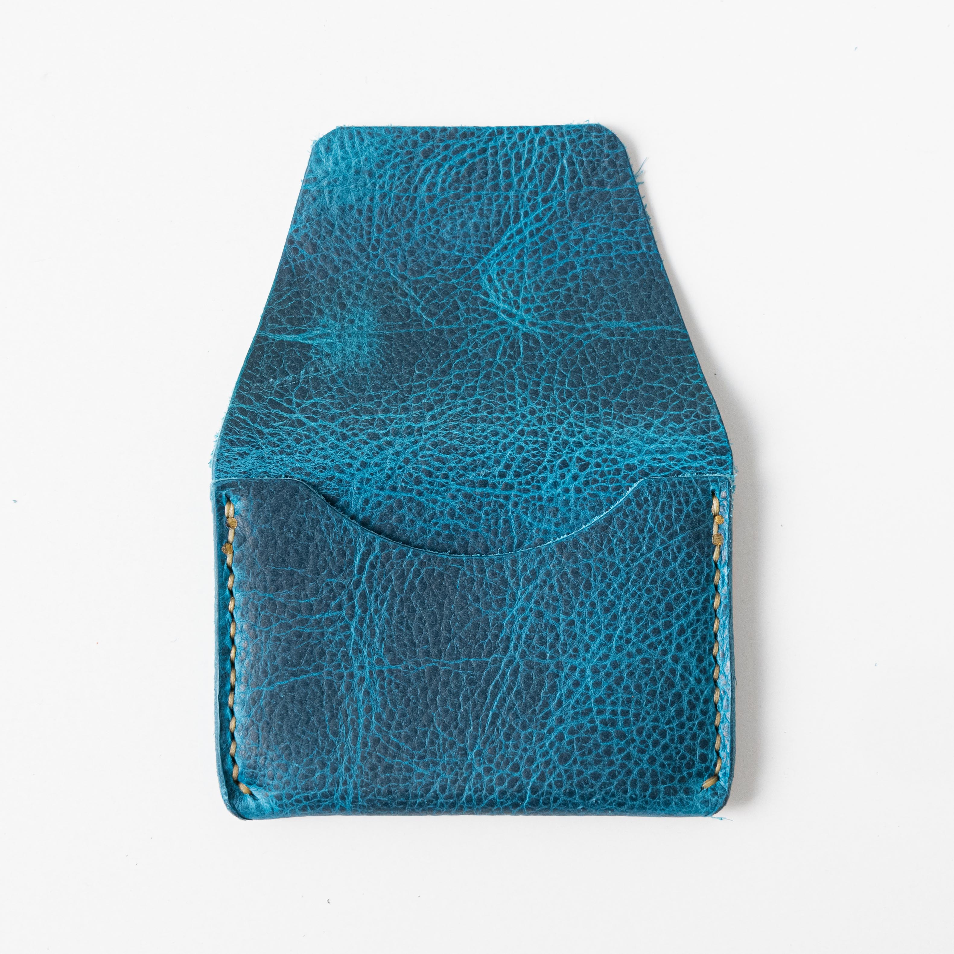 Petrol Blue Bison Flap Wallet- mens leather wallet - handmade leather wallets at KMM & Co.