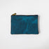 Petrol Blue Bison Small Zip Pouch- small zipper pouch - leather zipper pouch - KMM & Co.