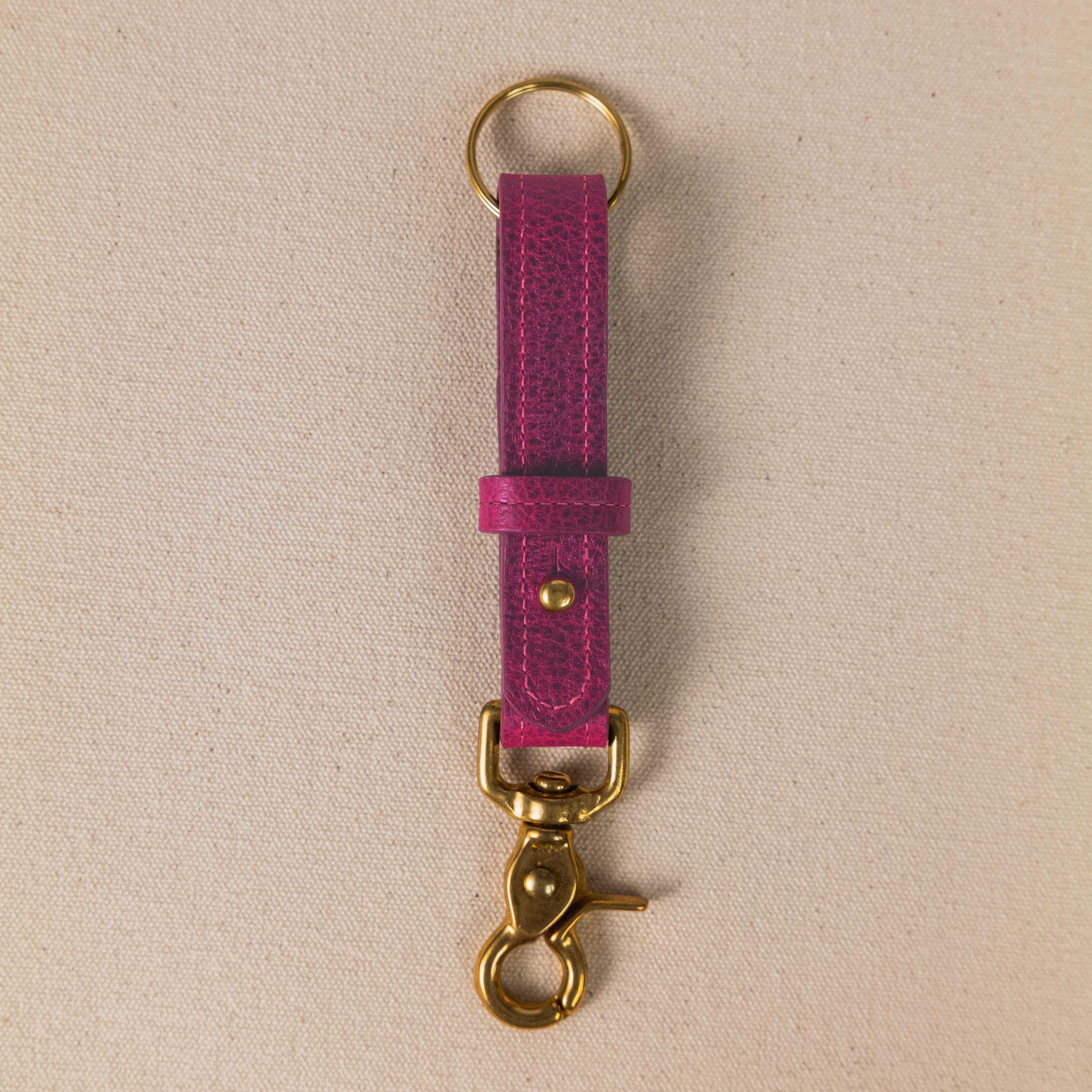 Pink Bulldog Key Lanyard- leather keychain for men and women - KMM & Co.