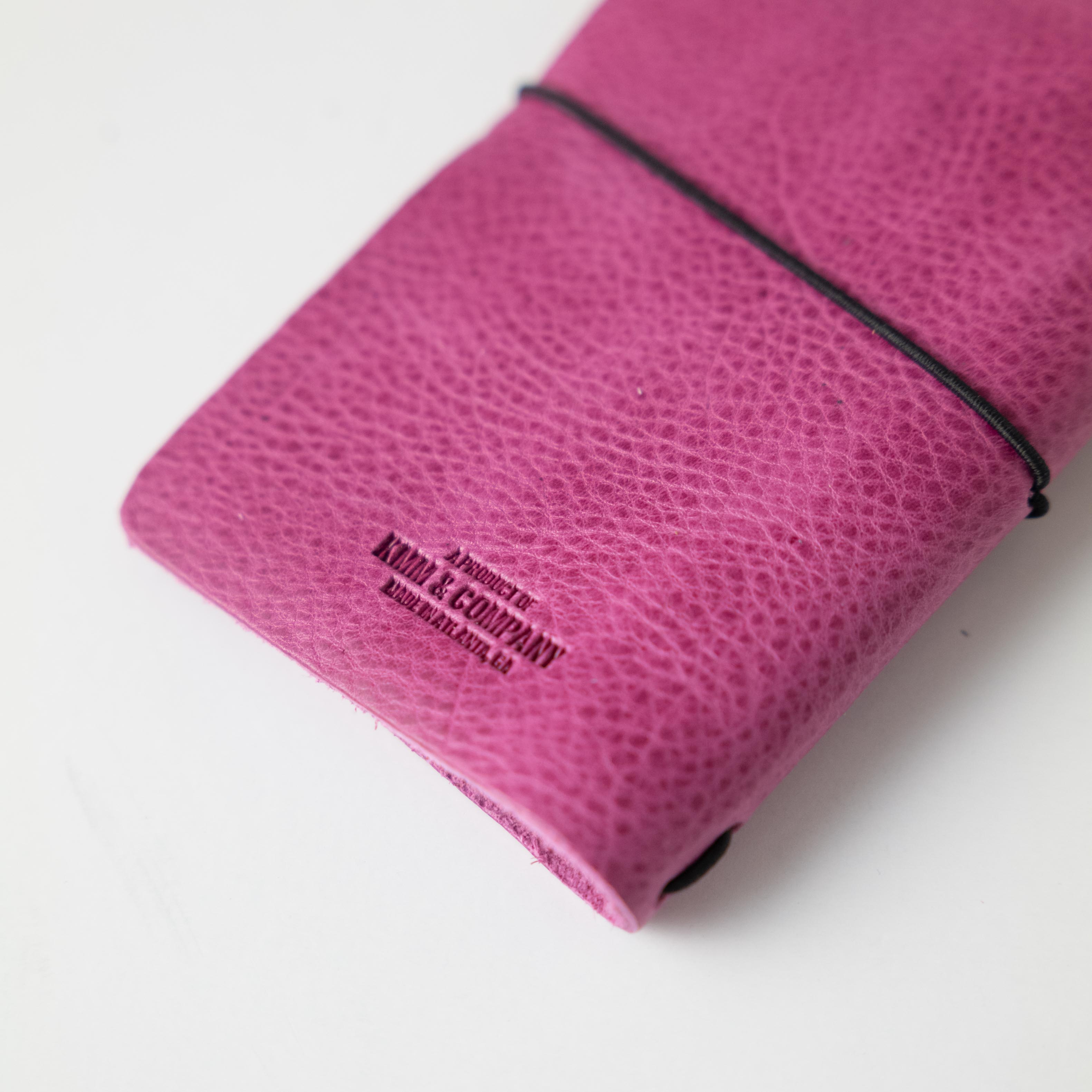 Pink Bulldog Travel Notebook- leather journal - leather notebook - KMM & Co.