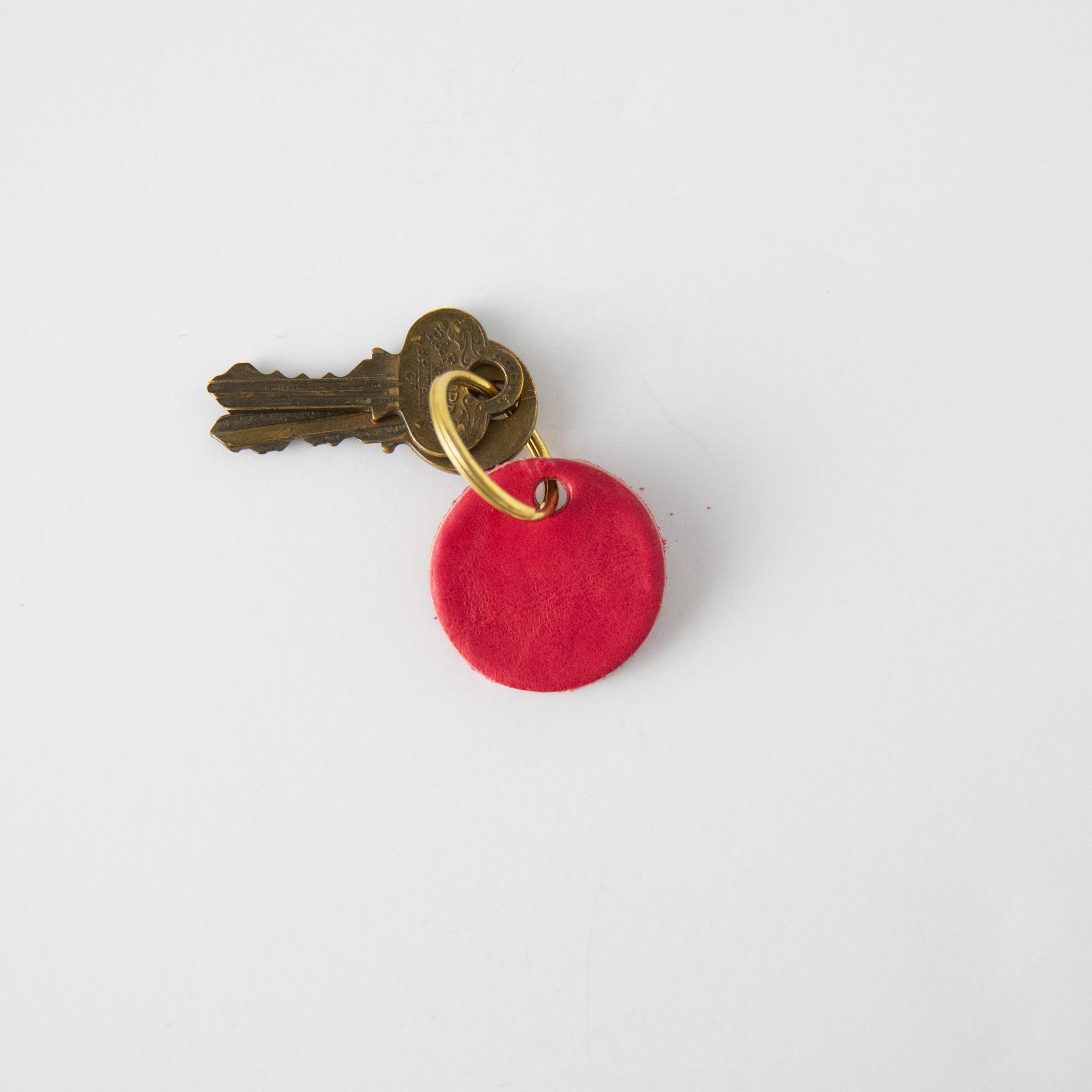 Pink Circle Key Fob- leather keychain - leather key holder - leather key fob - KMM & Co.