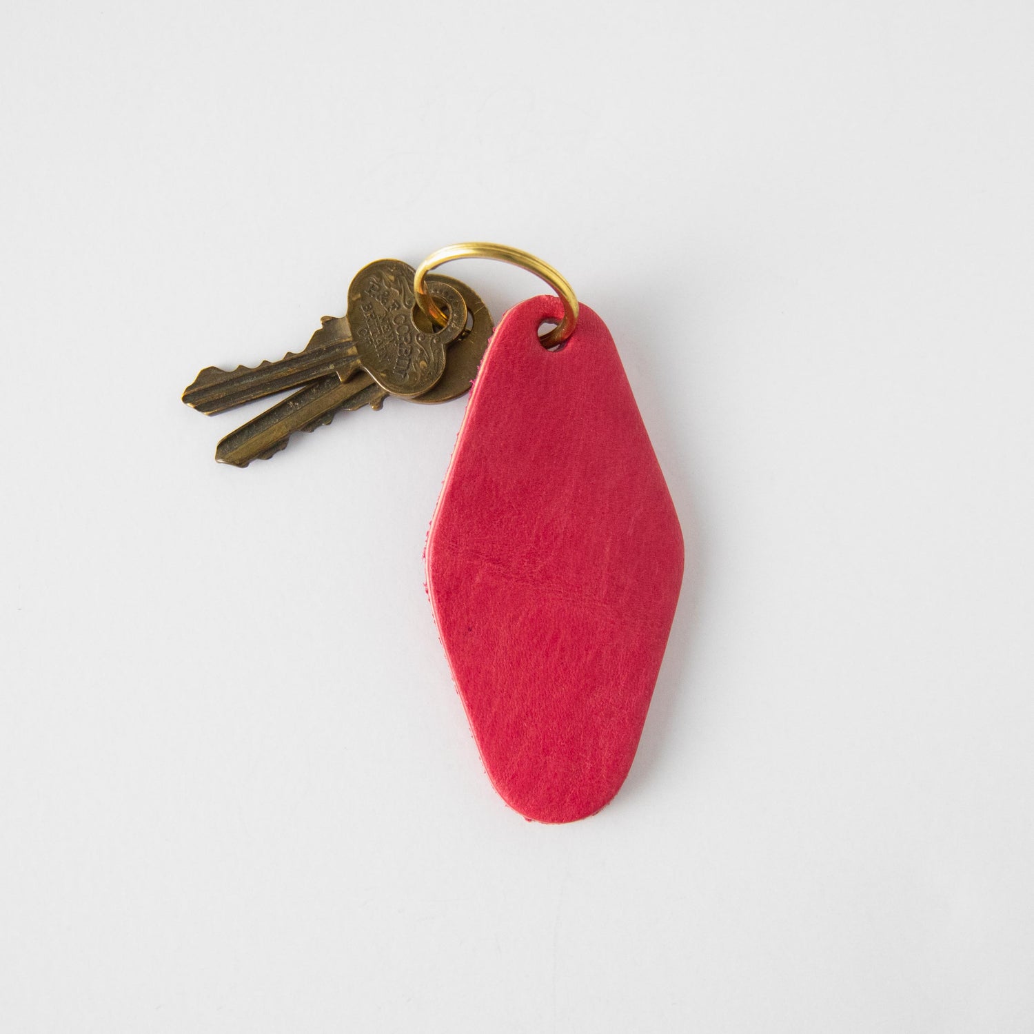 Pink Hotel Key Fob- leather keychain - leather key holder - leather key fob - KMM & Co.