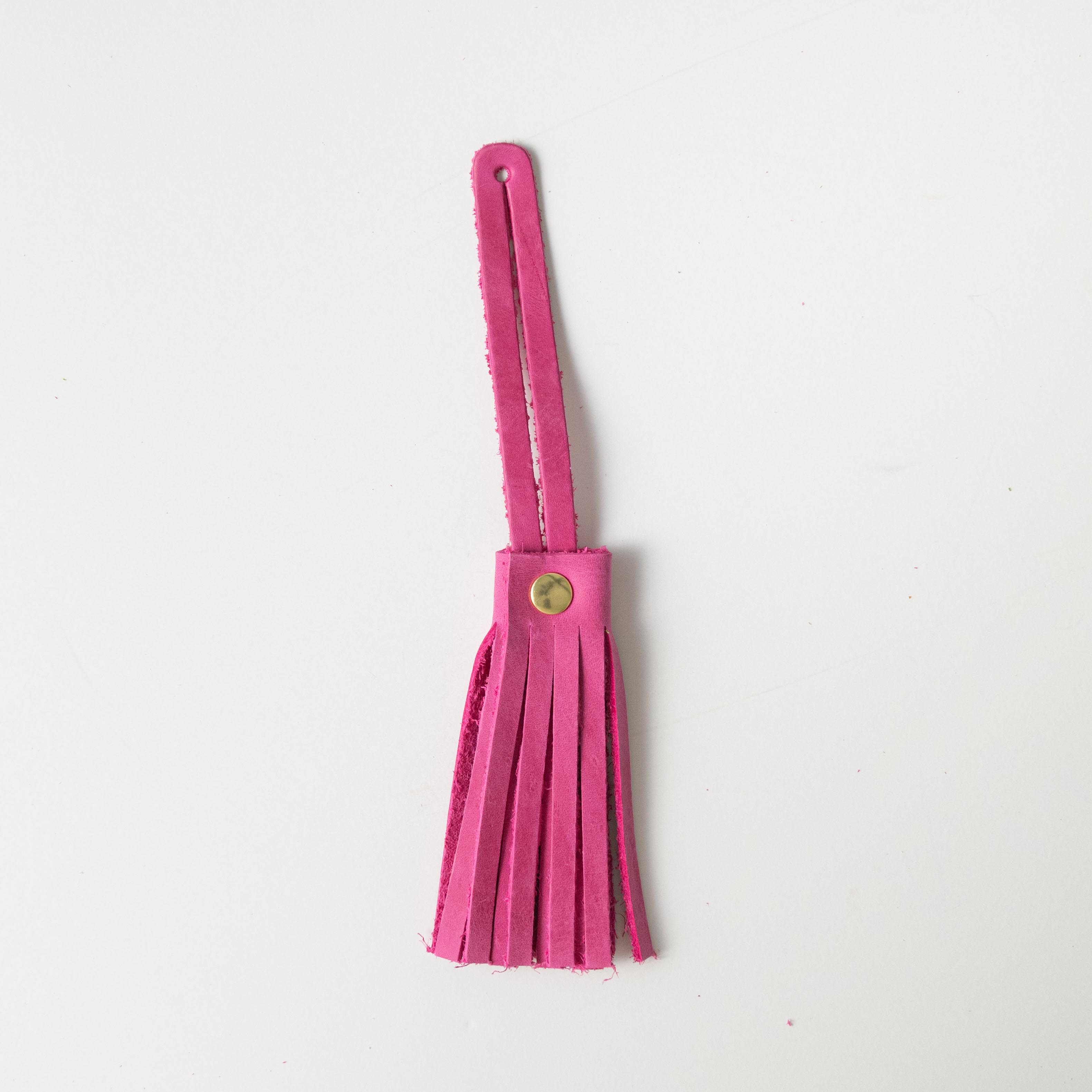 Pink Leather Tassel- leather tassel keychain - KMM &amp; Co.