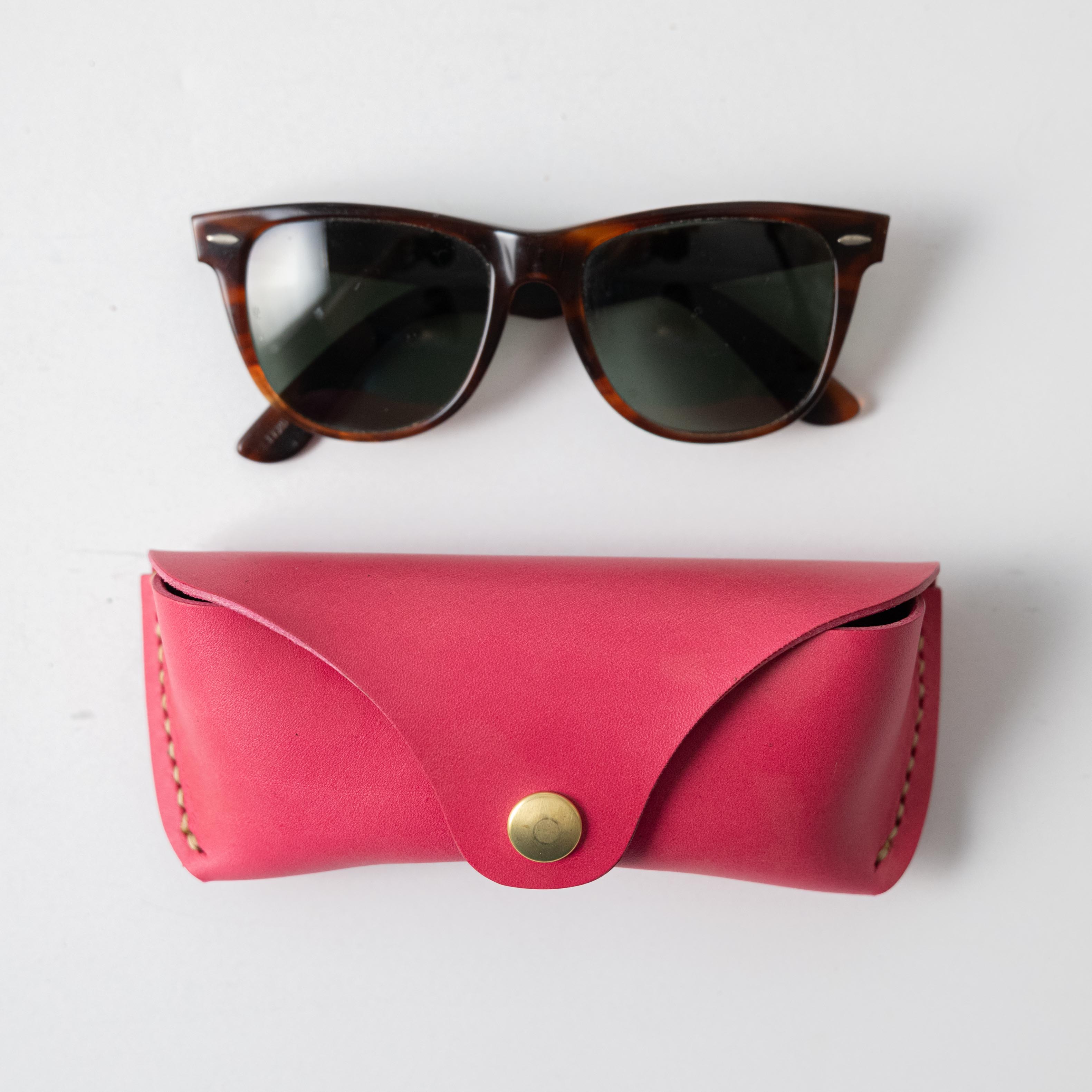Pink Sunglasses Case- leather glasses case - KMM & Co.