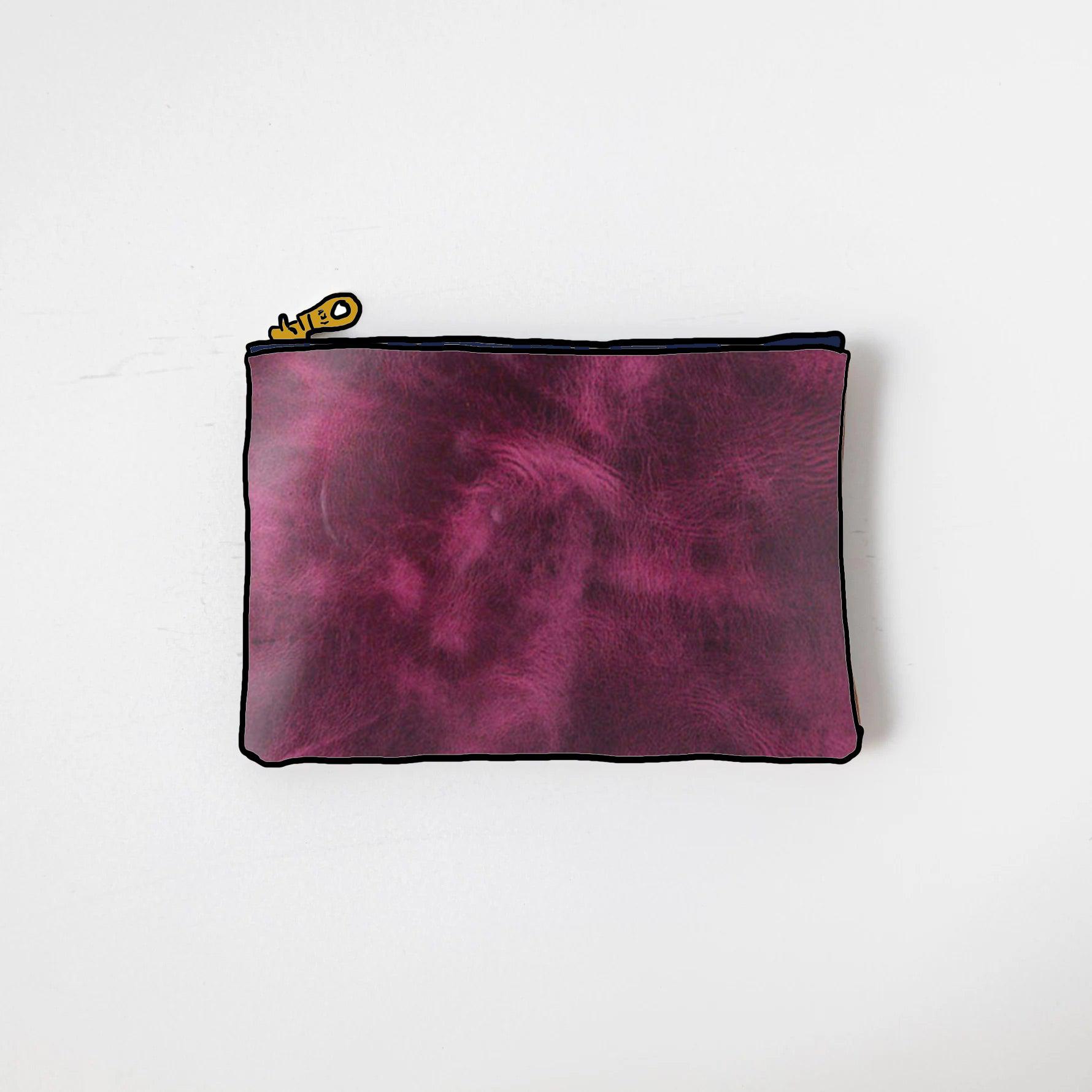 Purple Cheaha Small Zip Pouch- small zipper pouch - leather zipper pouch - KMM &amp; Co.