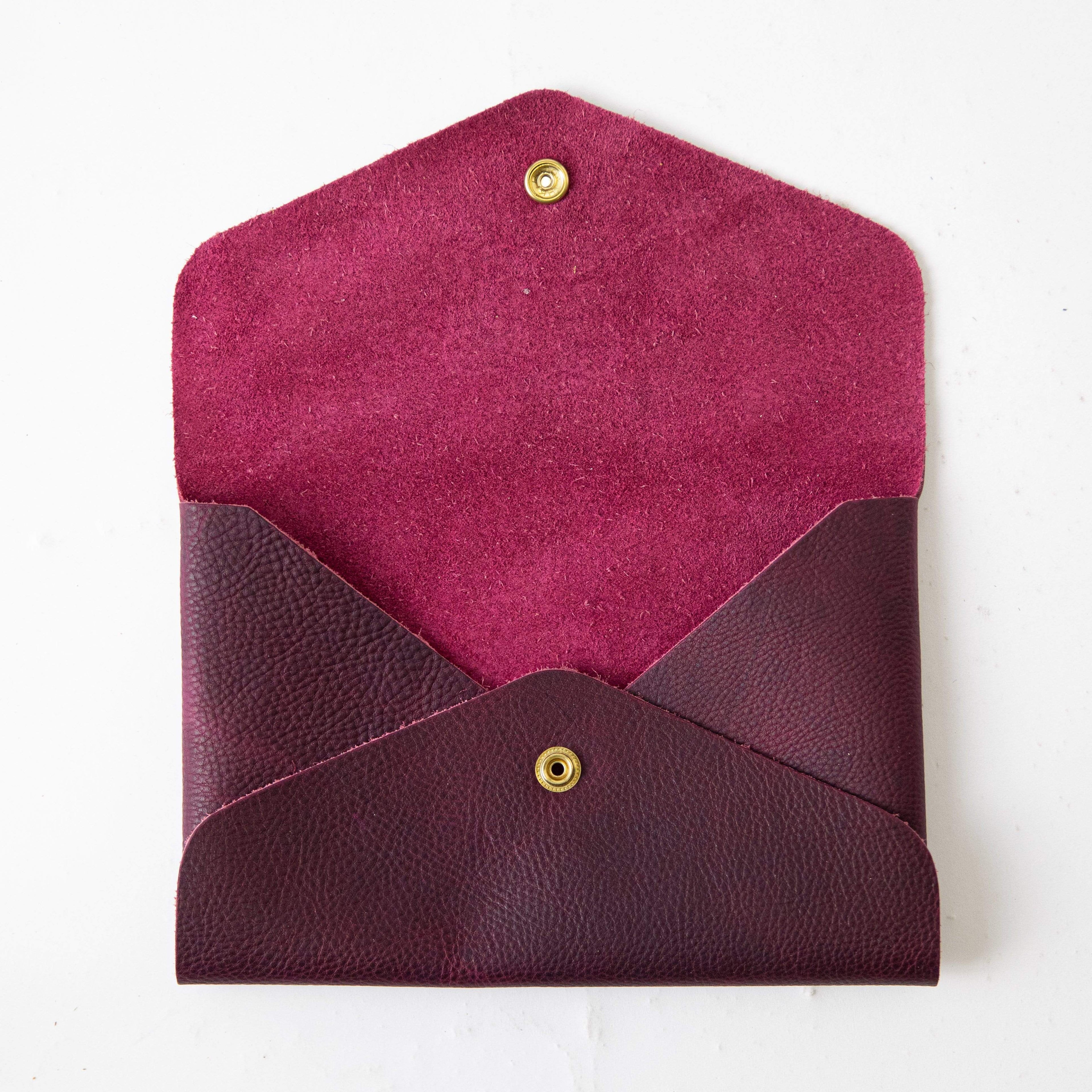 Purple Kodiak Envelope Clutch- leather clutch bag - handmade leather bags - KMM & Co.