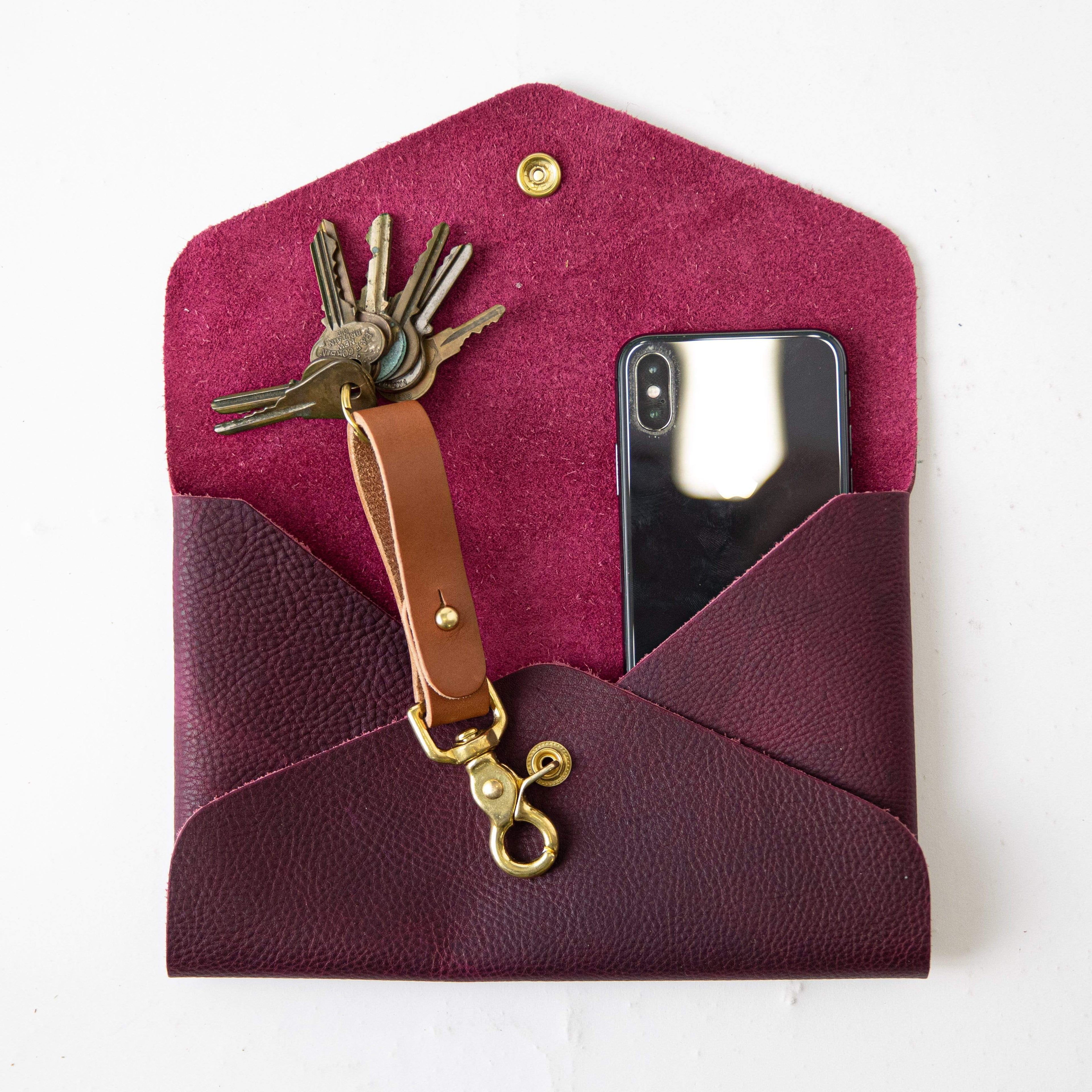 Purple Kodiak Envelope Clutch- leather clutch bag - handmade leather bags - KMM & Co.