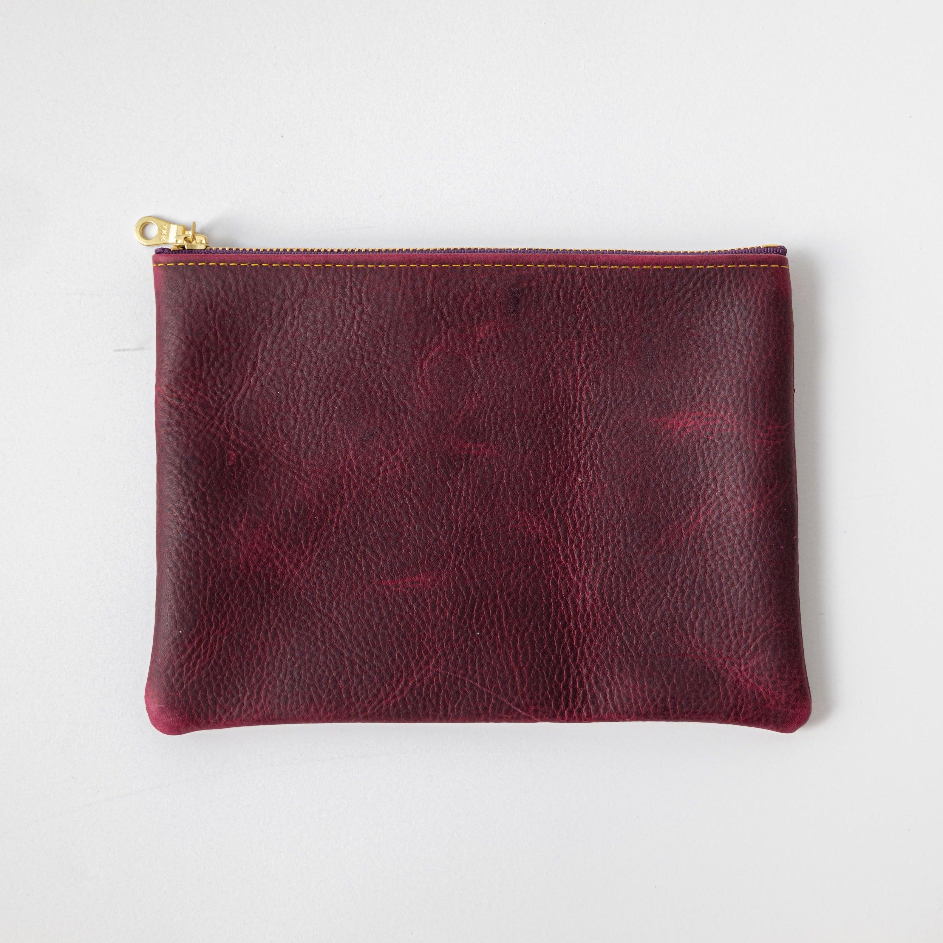 Purple Kodiak Medium Zip Pouch- leather zipper pouch - KMM & Co.