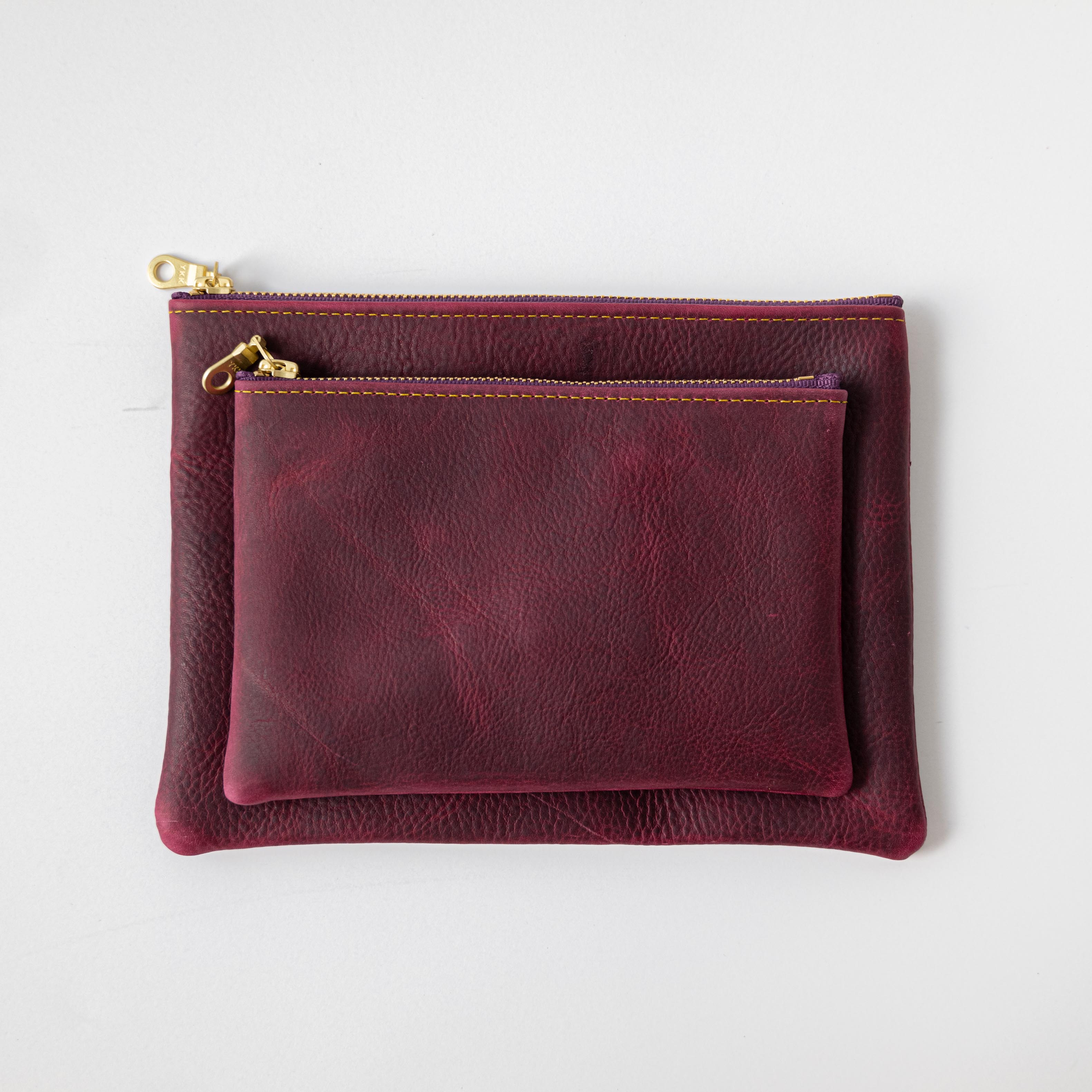 Purple Kodiak Small Zip Pouch- small zipper pouch - leather zipper pouch - KMM & Co.