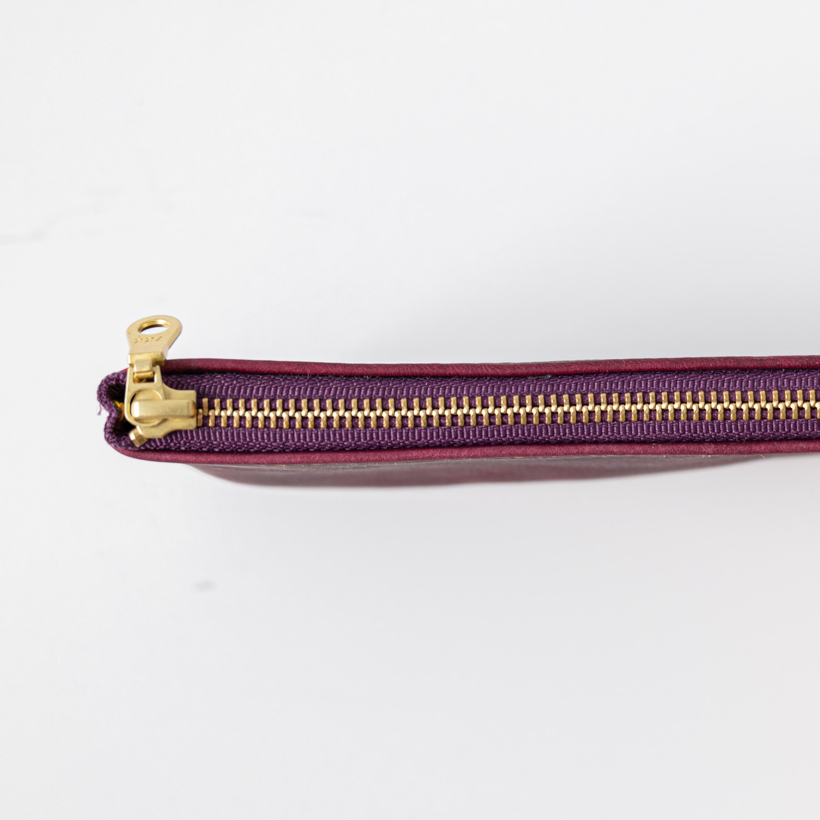 Purple Kodiak Small Zip Pouch- small zipper pouch - leather zipper pouch - KMM & Co.