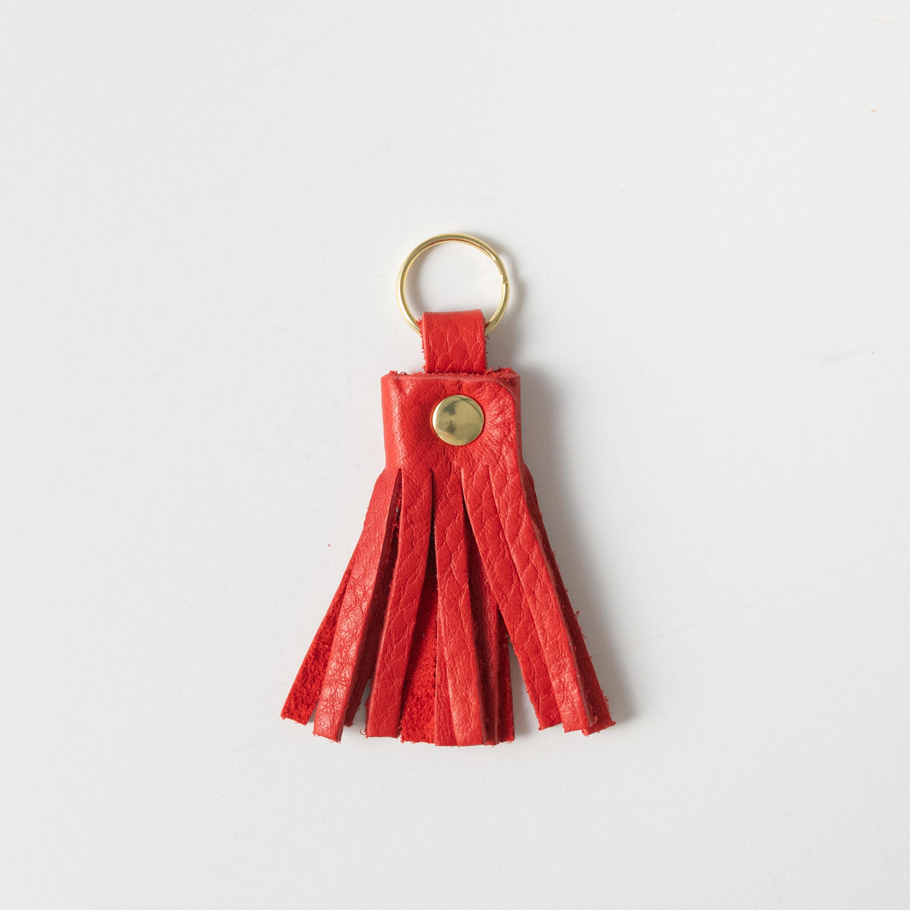 Red Cypress Tassel Keychain- leather tassel keychain - KMM & Co.