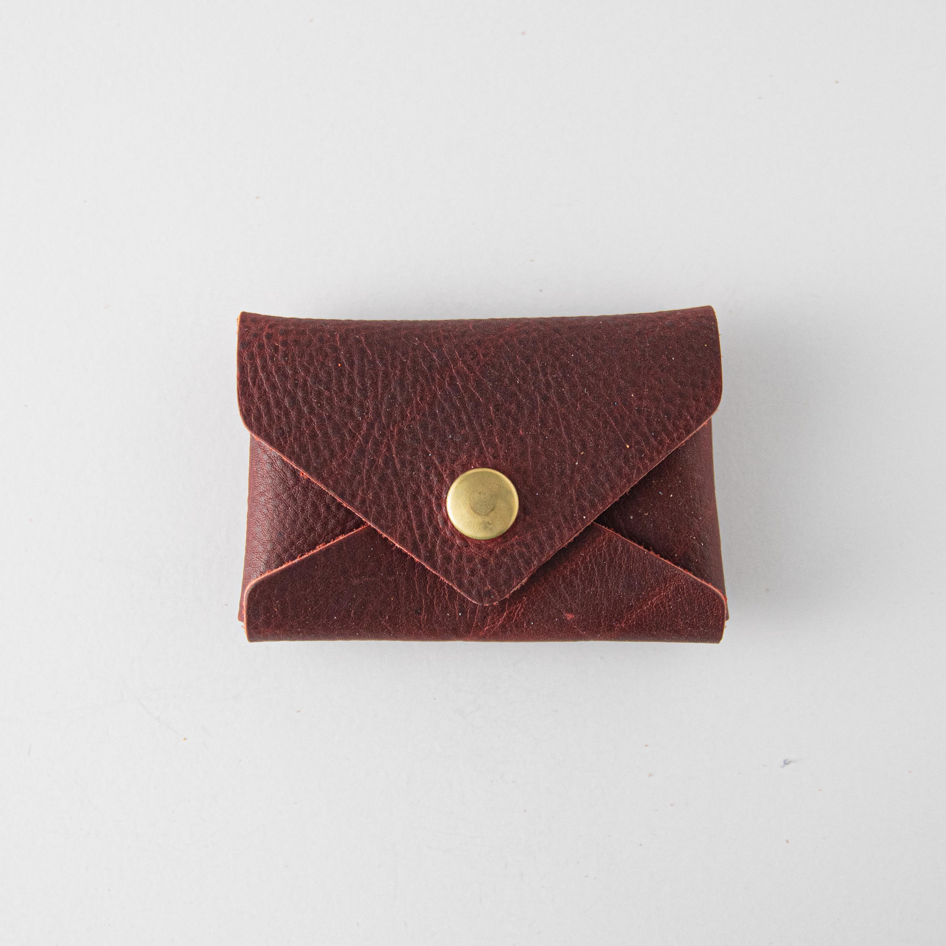 Red Kodiak Card Envelope- card holder wallet - leather wallet made in America at KMM & Co.