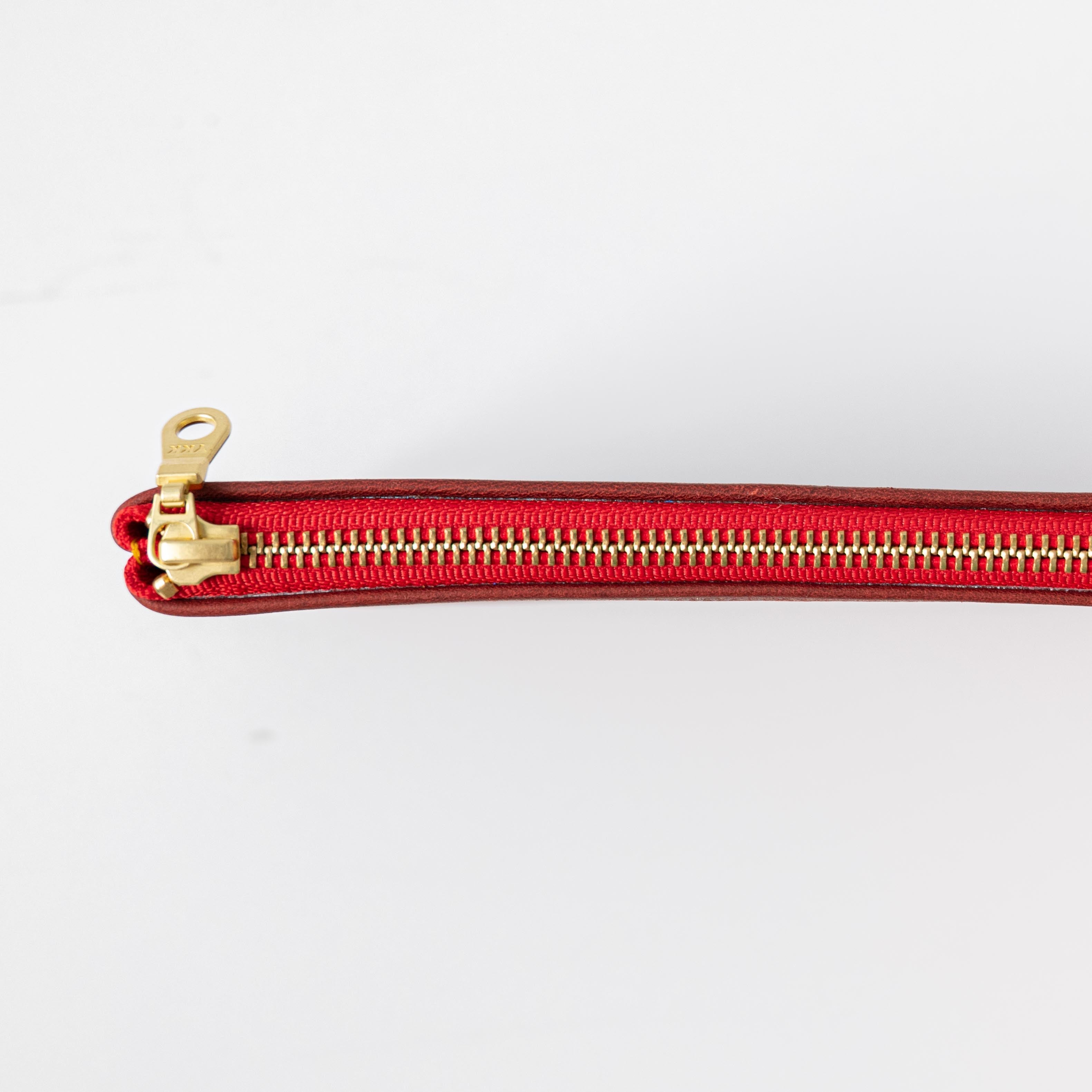 Red Kodiak Medium Zip Pouch- leather zipper pouch - KMM & Co.