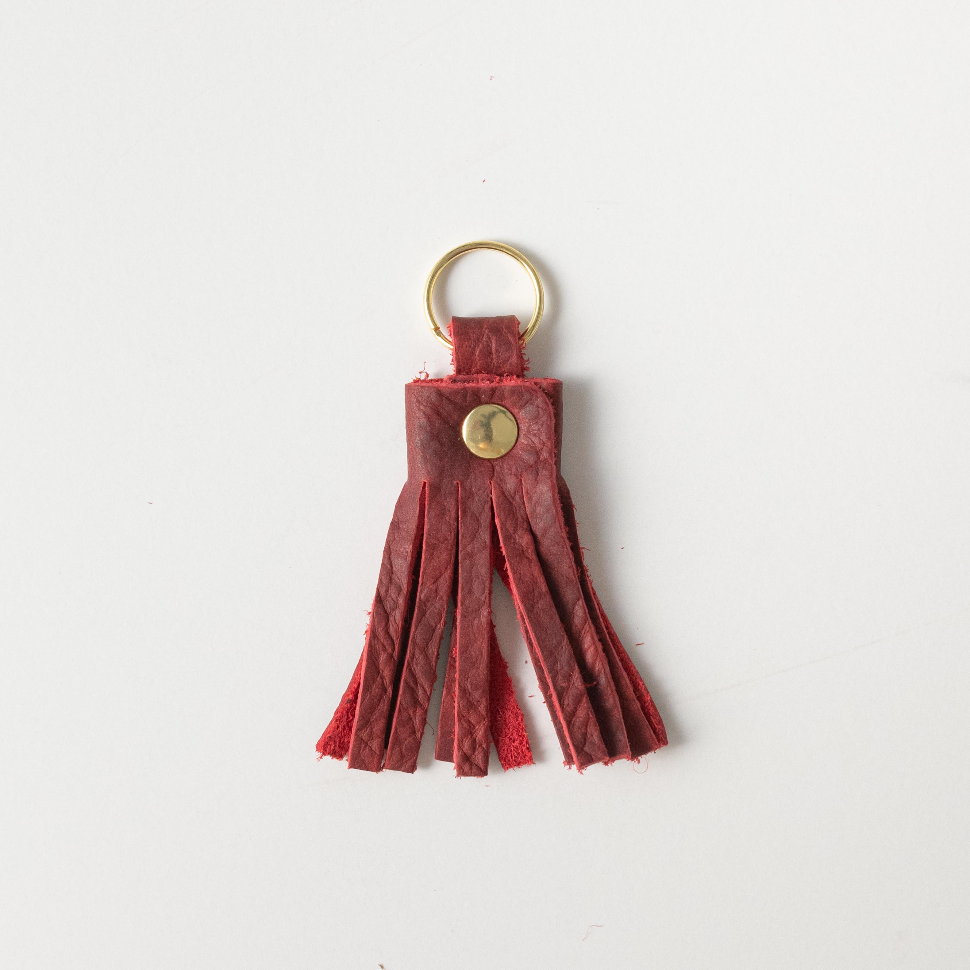 Red Kodiak Tassel Keychain- leather tassel keychain - KMM & Co.