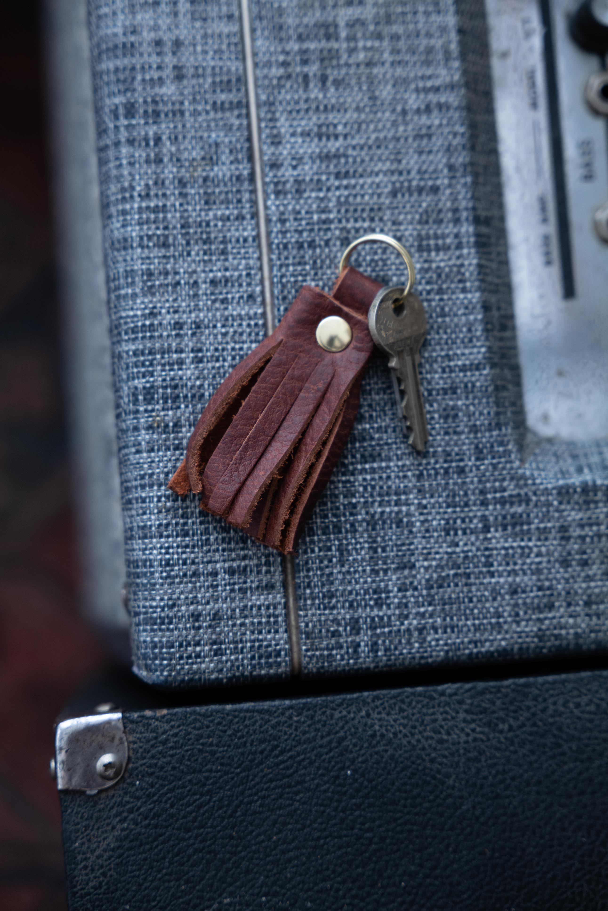 Red Kodiak Tassel Keychain- leather tassel keychain - KMM & Co.