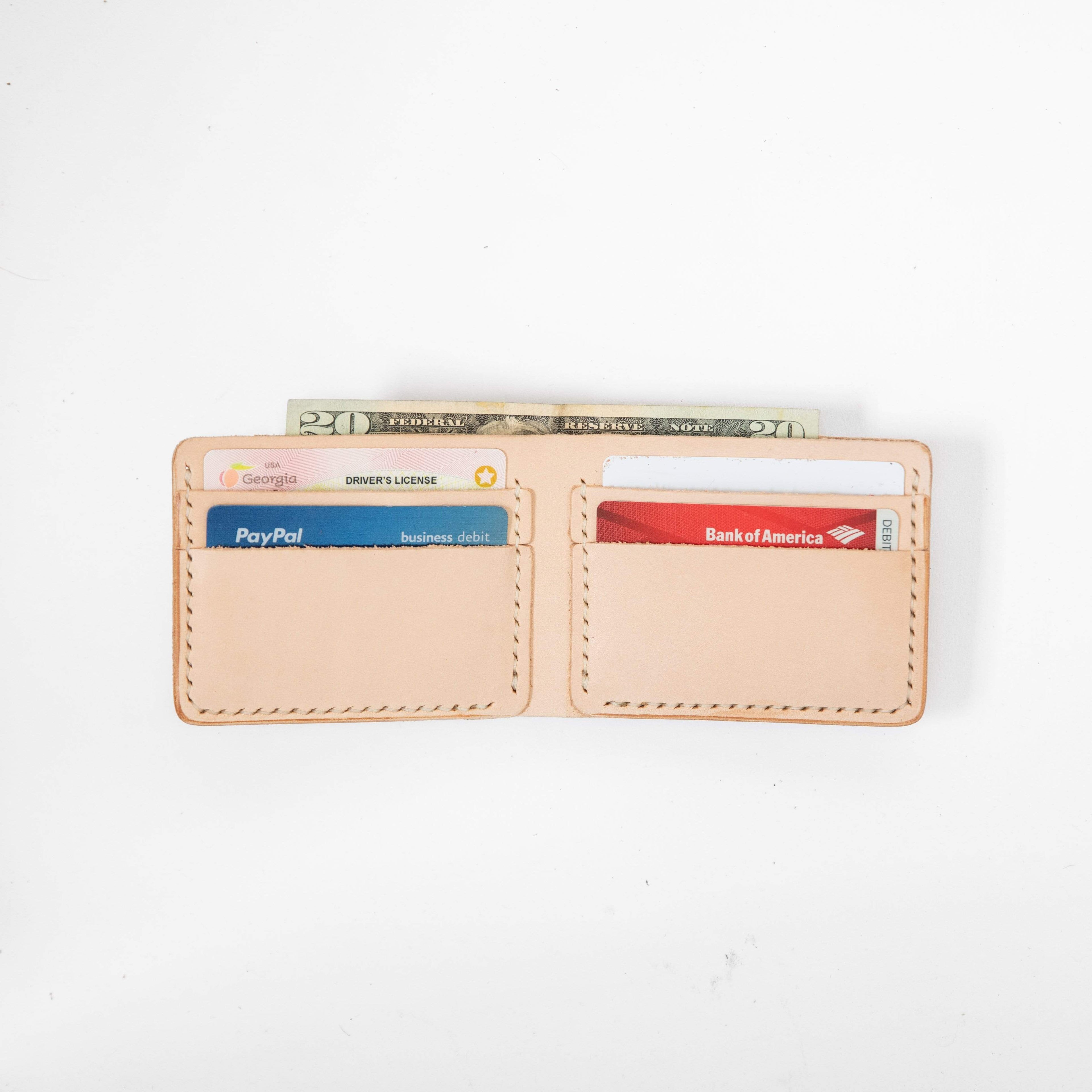 Rustic Vegetable Tan Billfold- leather billfold wallet - mens leather bifold wallet - KMM & Co.