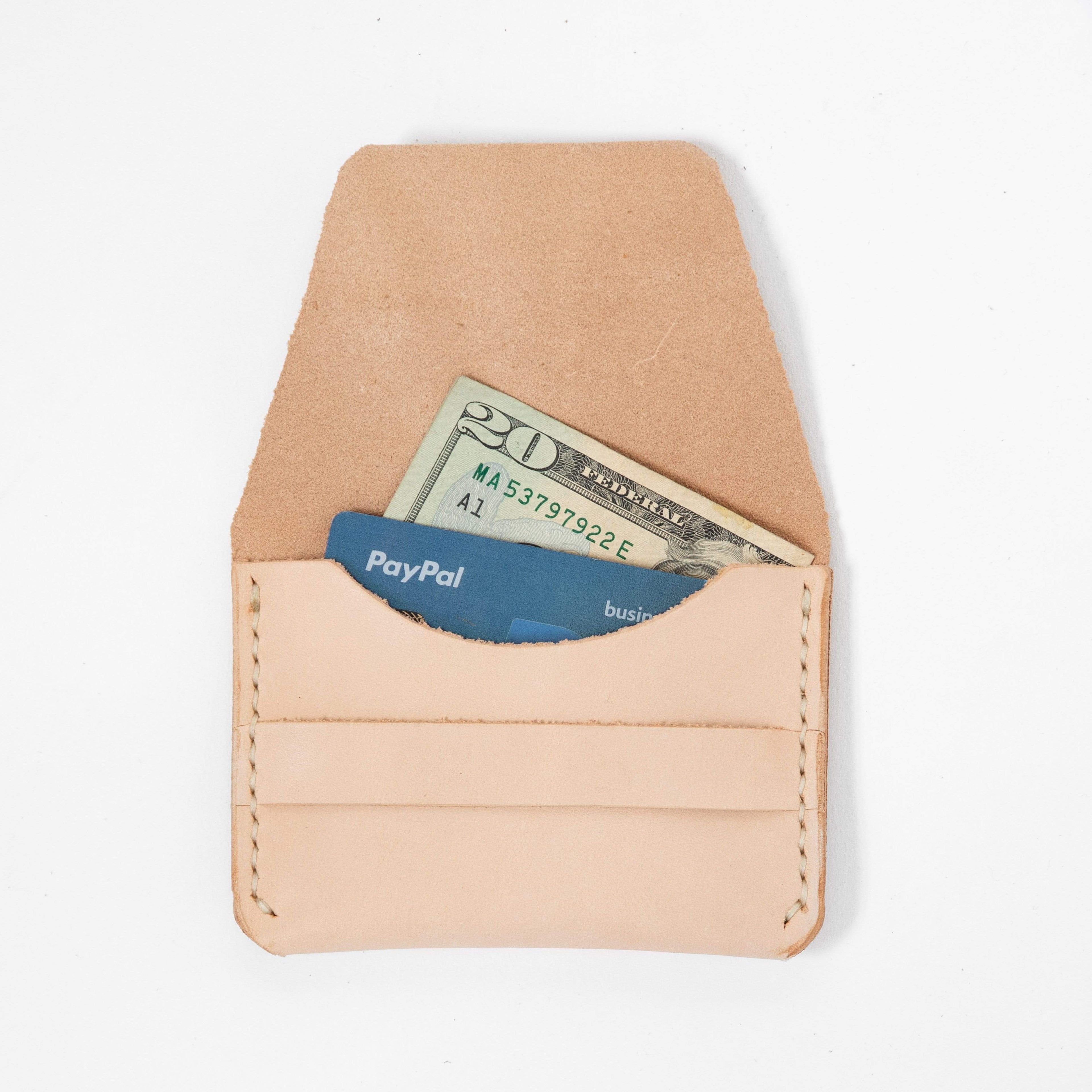 Rustic Vegetable Tan Flap Wallet- mens leather wallet - handmade leather wallets at KMM & Co.