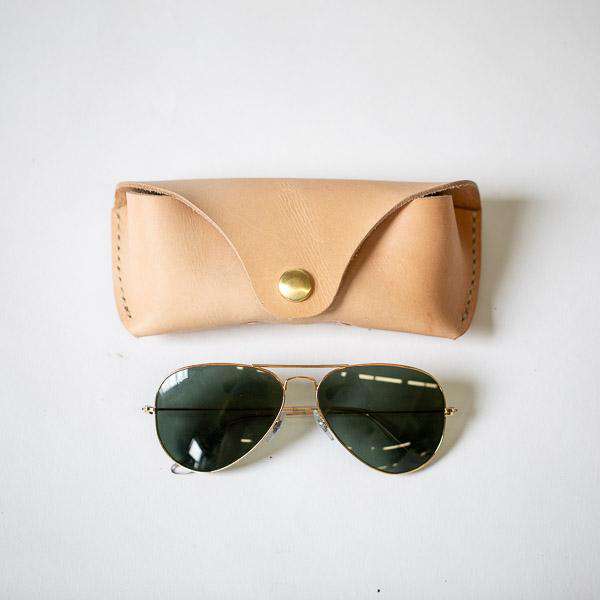 Rustic Vegetable Tan Sunglasses Case- leather glasses case - KMM & Co.