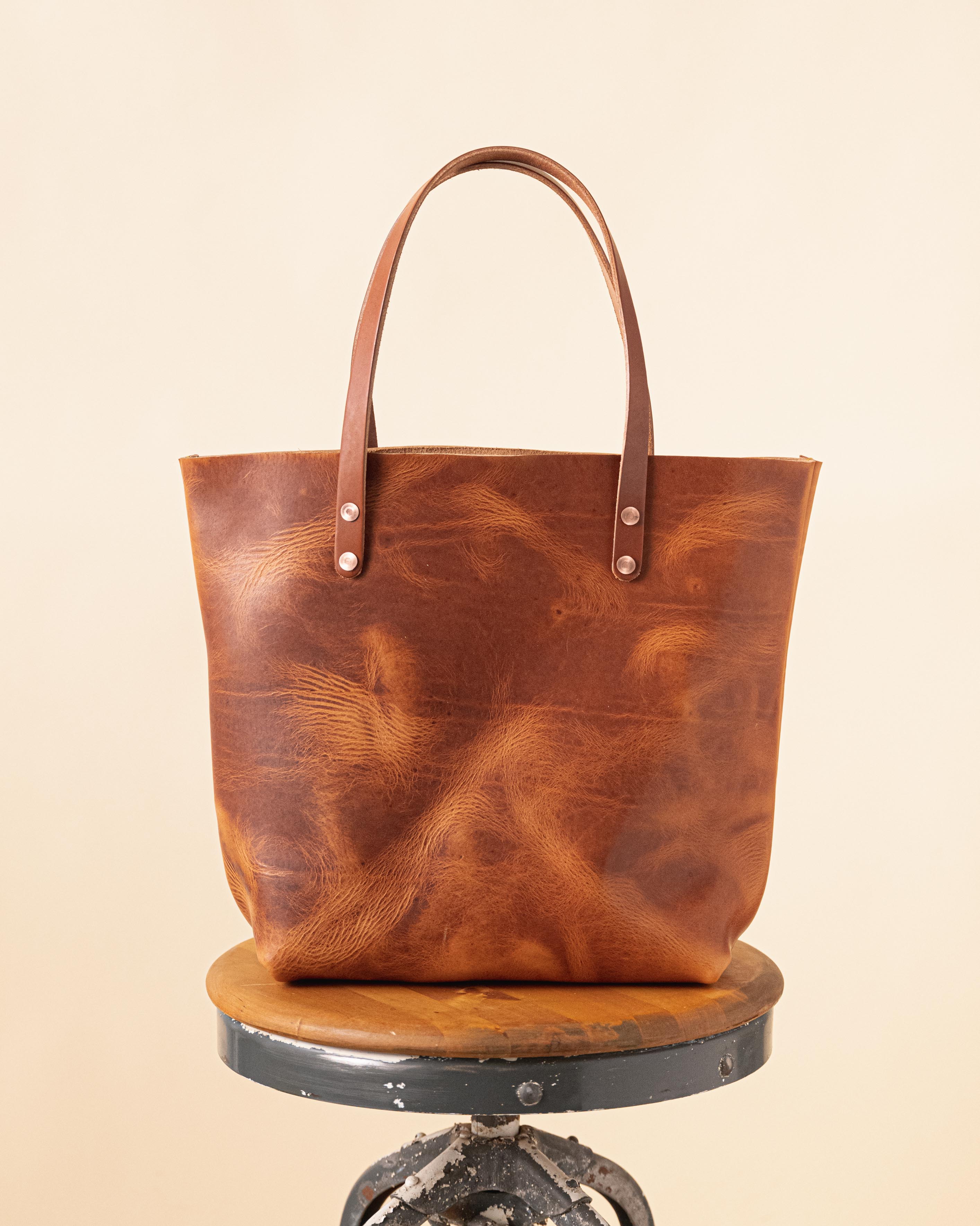 S&D English Tan Dublin Tote- brown tote bag handmade in America