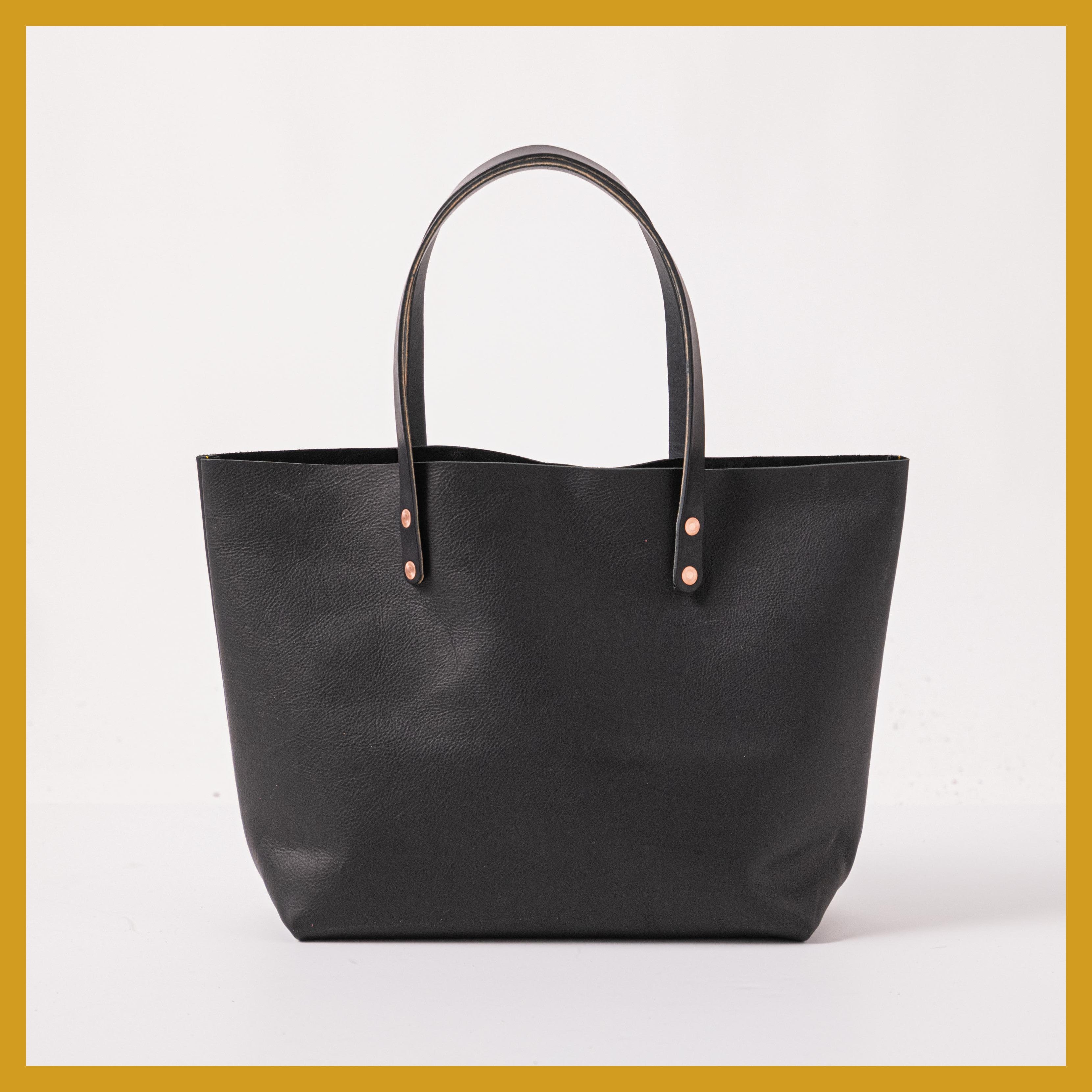 Scratch-and-Dent Black Kodiak East West Tote- black tote bag handmade in America