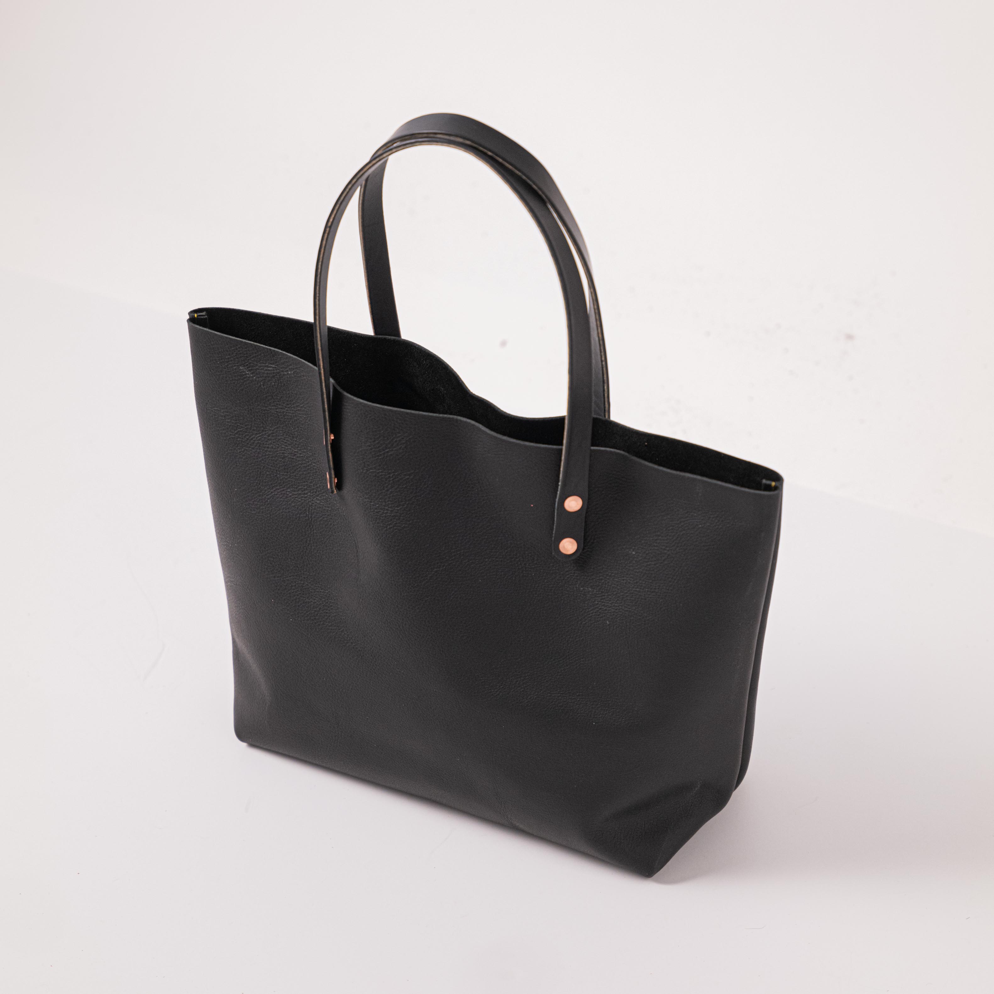 Scratch-and-Dent Black Kodiak East West Tote- black tote bag handmade in America