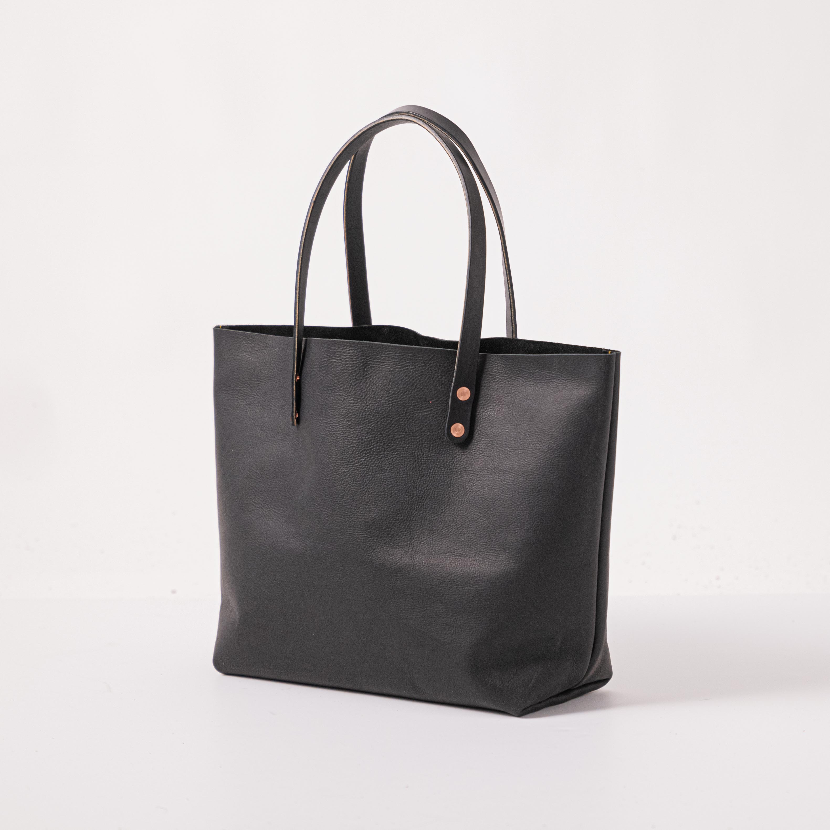 Scratch-and-Dent Black Kodiak East West Tote- black tote bag handmade in America