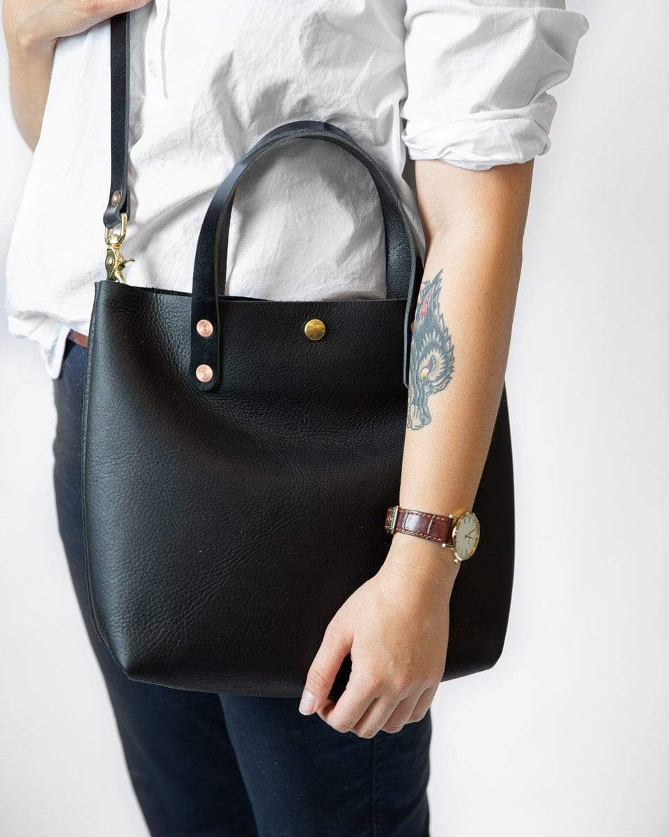 Scratch-and-Dent Black Kodiak Mini Tote- black small tote bags handmade in America