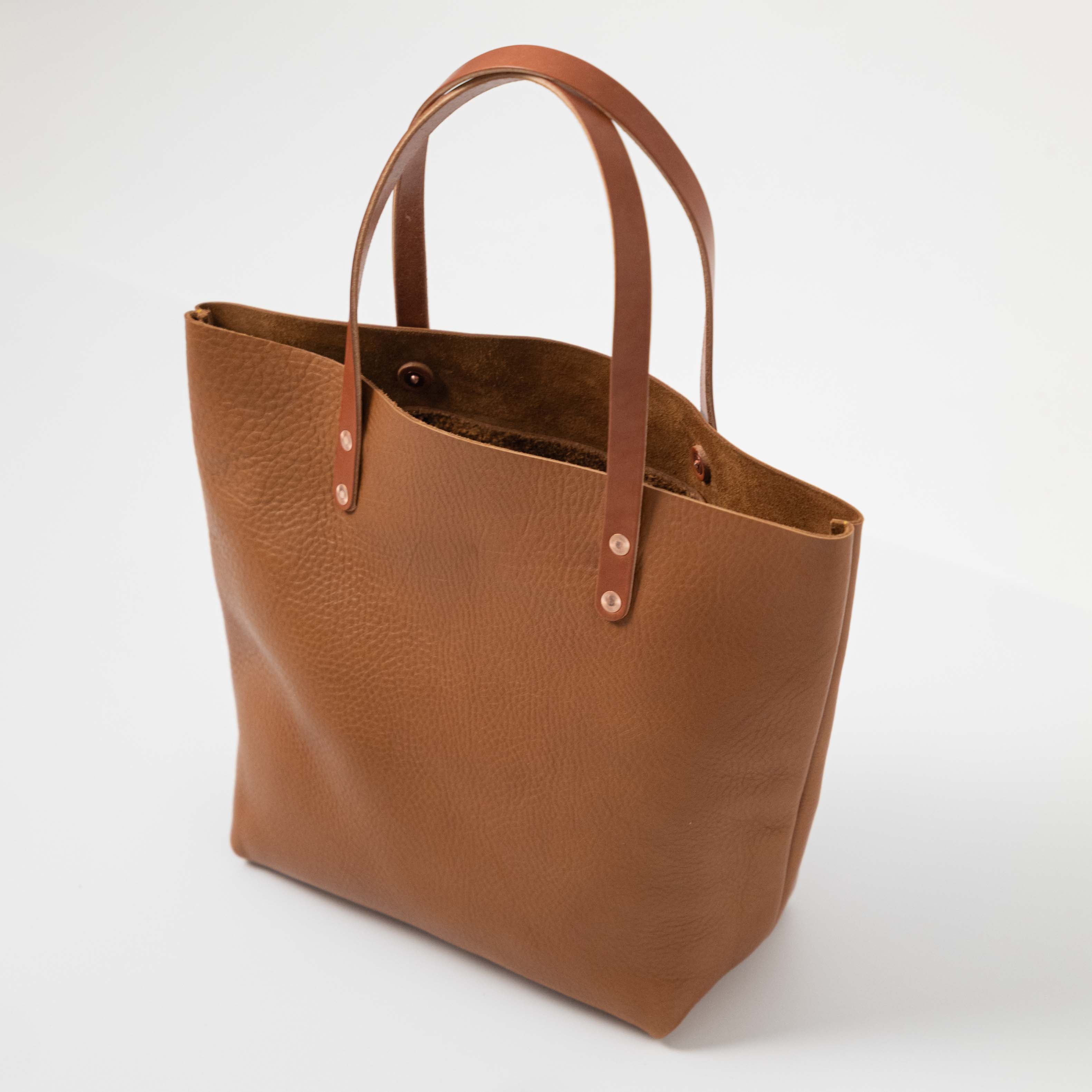 Scratch-and-Dent Cognac Cypress Tote- cognac tote bag handmade in America