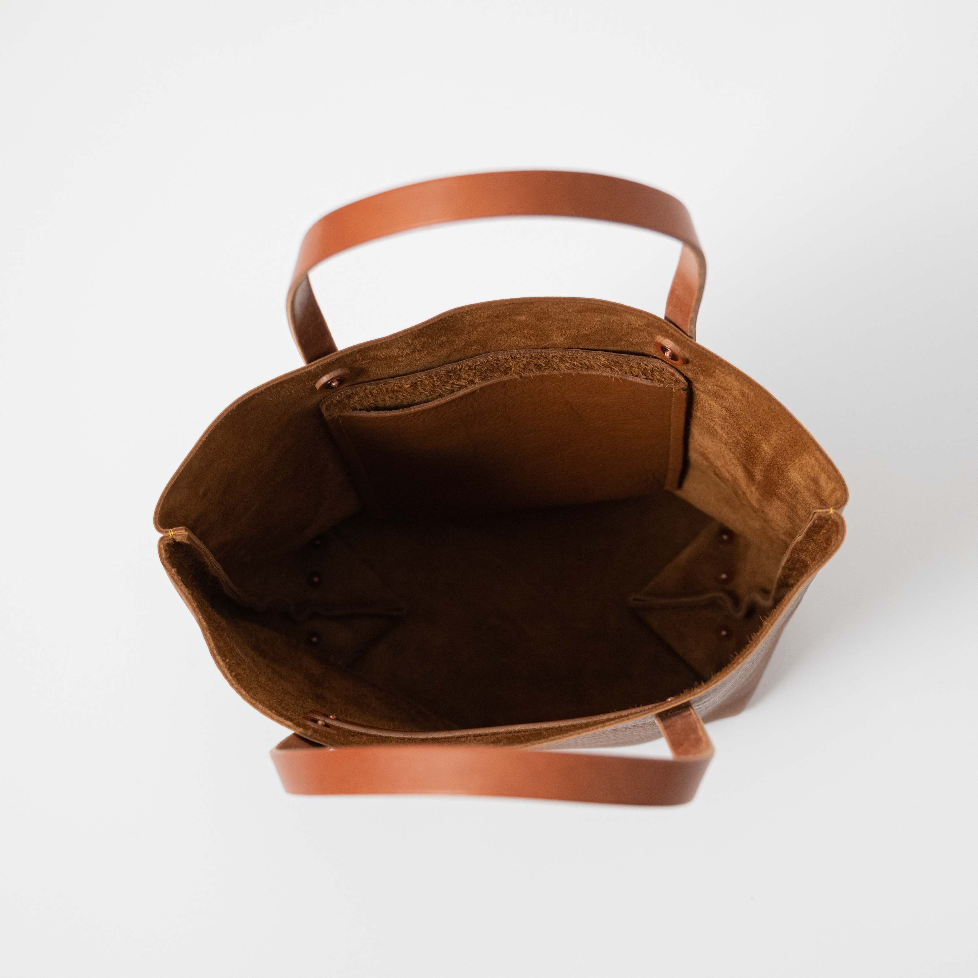 Scratch-and-Dent Cognac Cypress Tote- cognac tote bag handmade in America