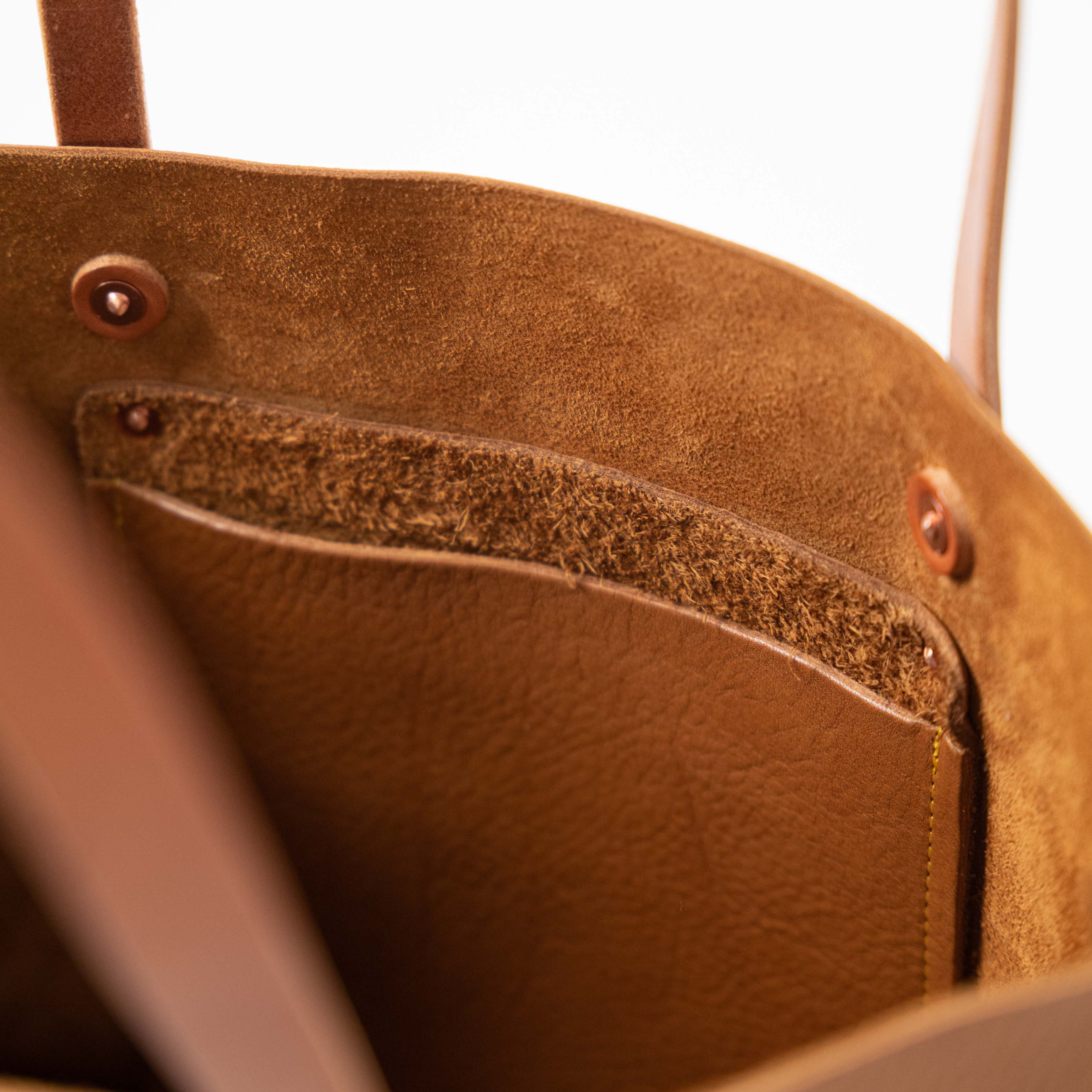 Scratch-and-Dent Cognac Cypress Tote- cognac tote bag handmade in America