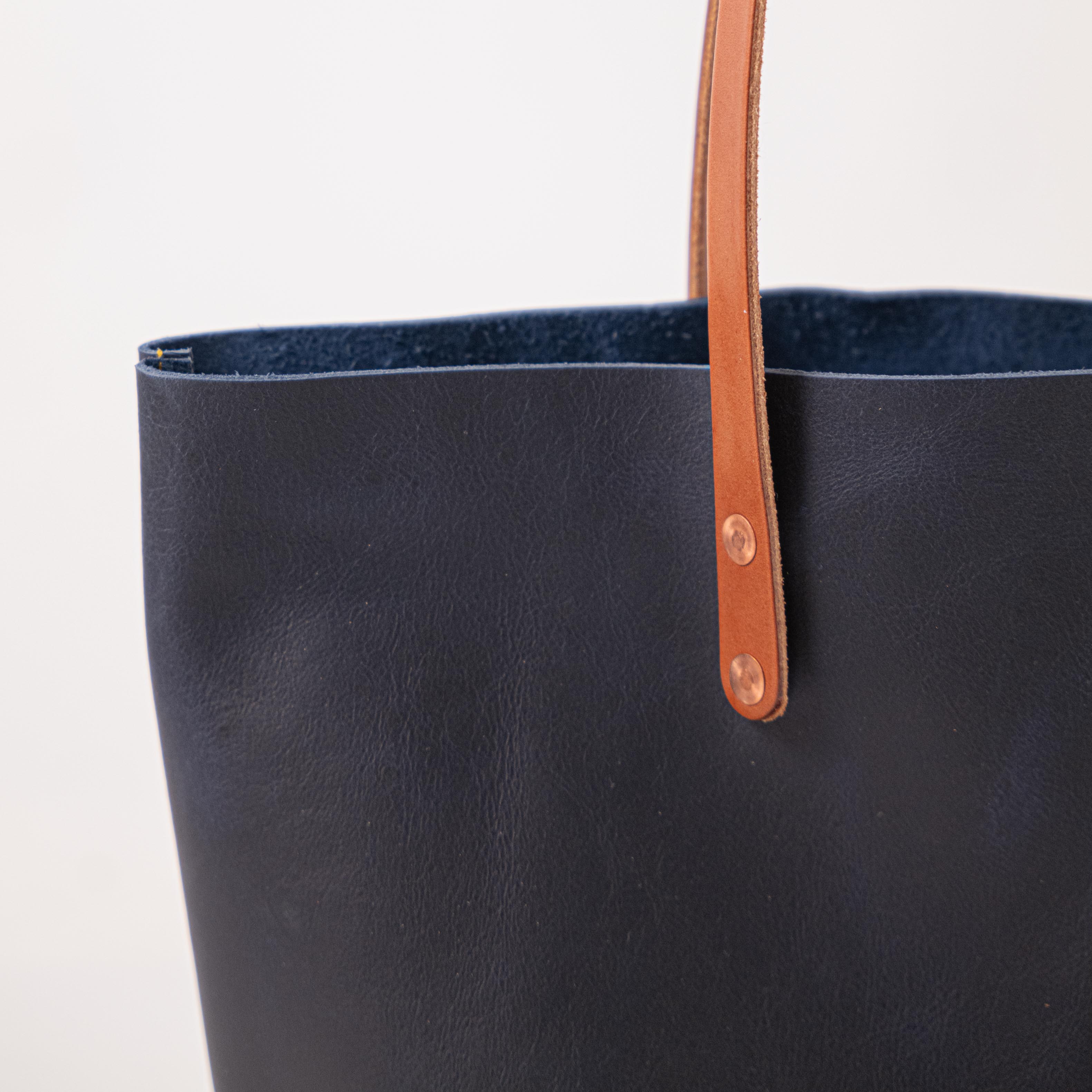 Scratch-and-Dent Navy Kodiak East West Tote- blue handbag handmade in America