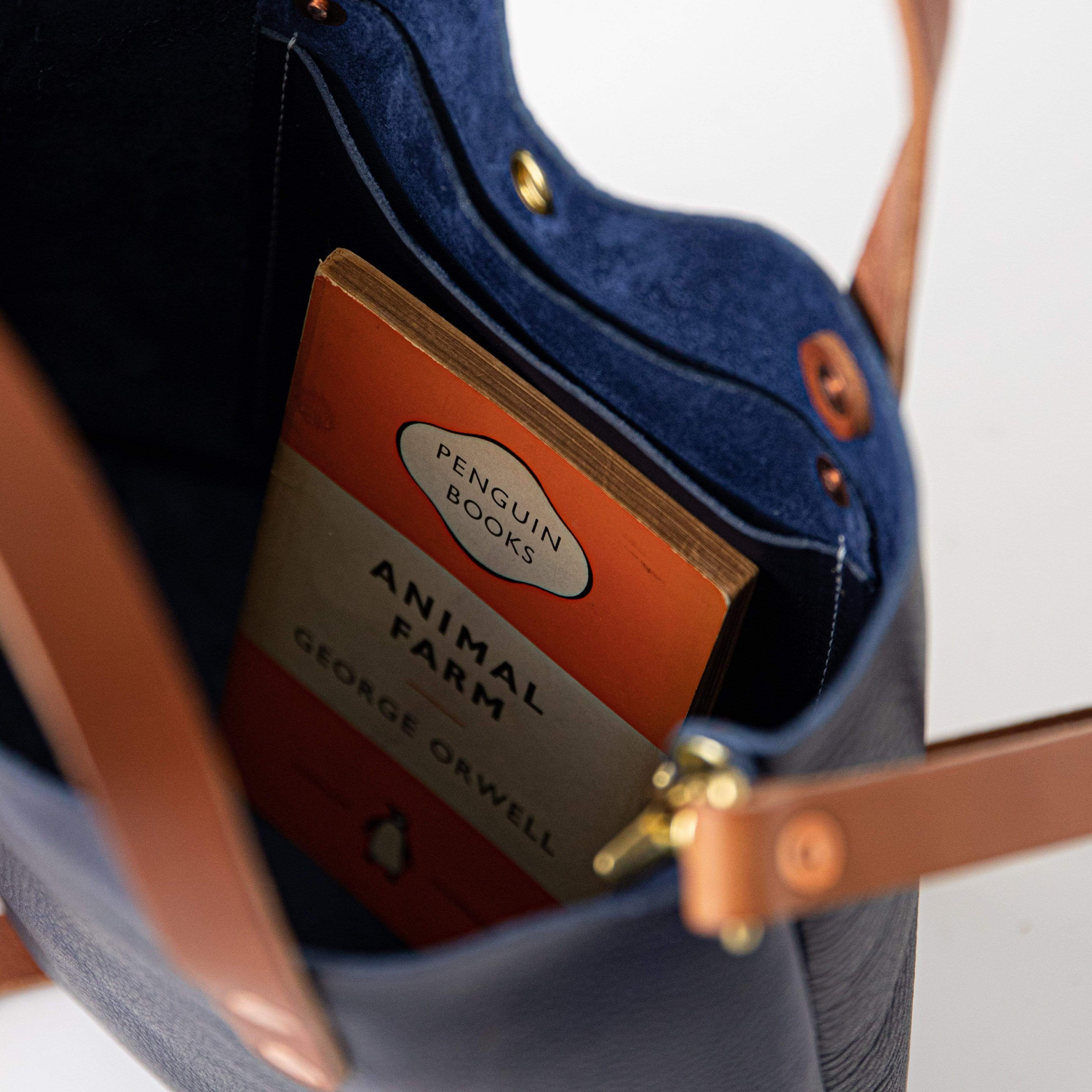 Scratch-and-Dent Navy Kodiak Mini Tote- navy blue small tote bags handmade in America