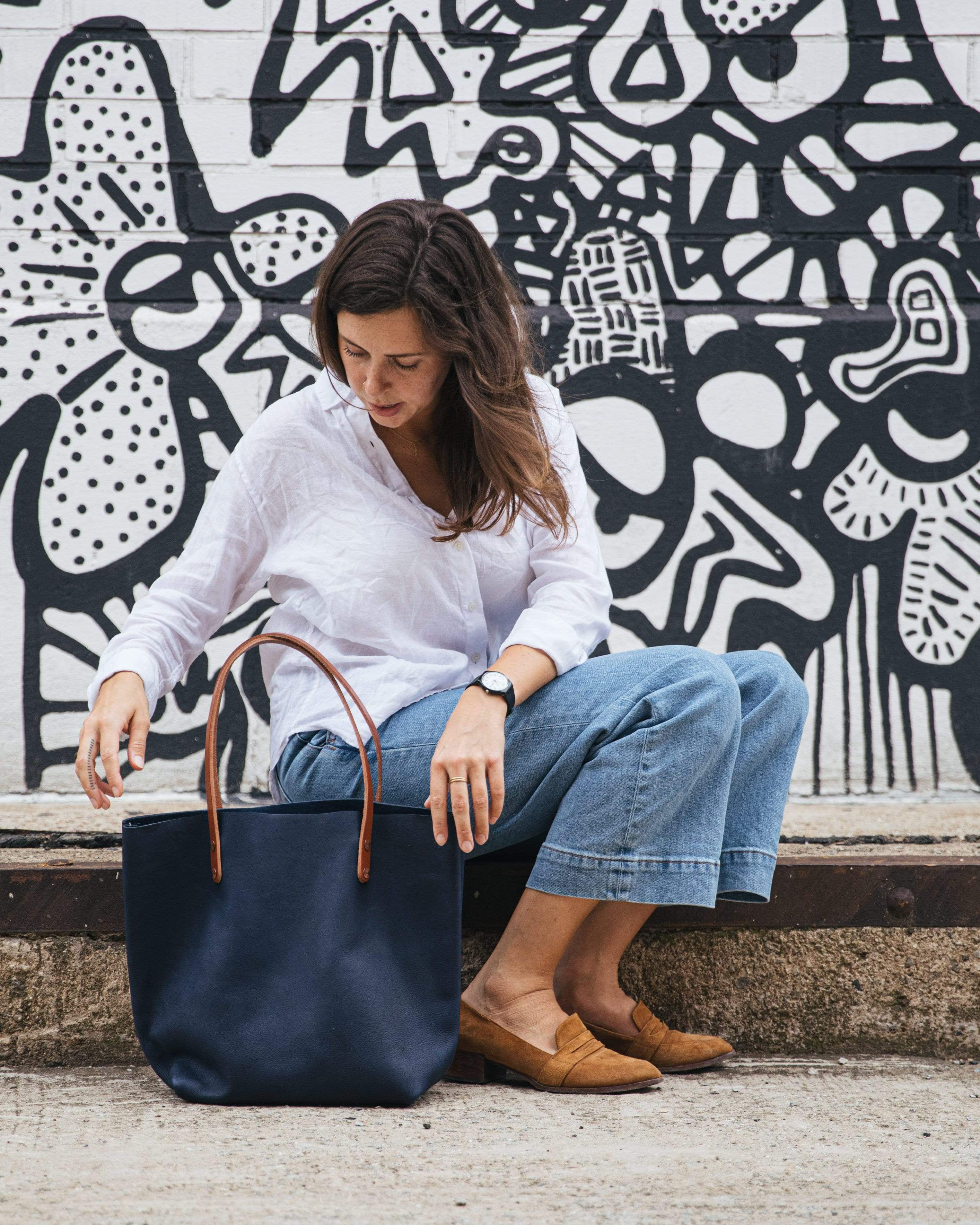 Scratch-and-Dent Navy Kodiak Tote- blue handbag handmade in America