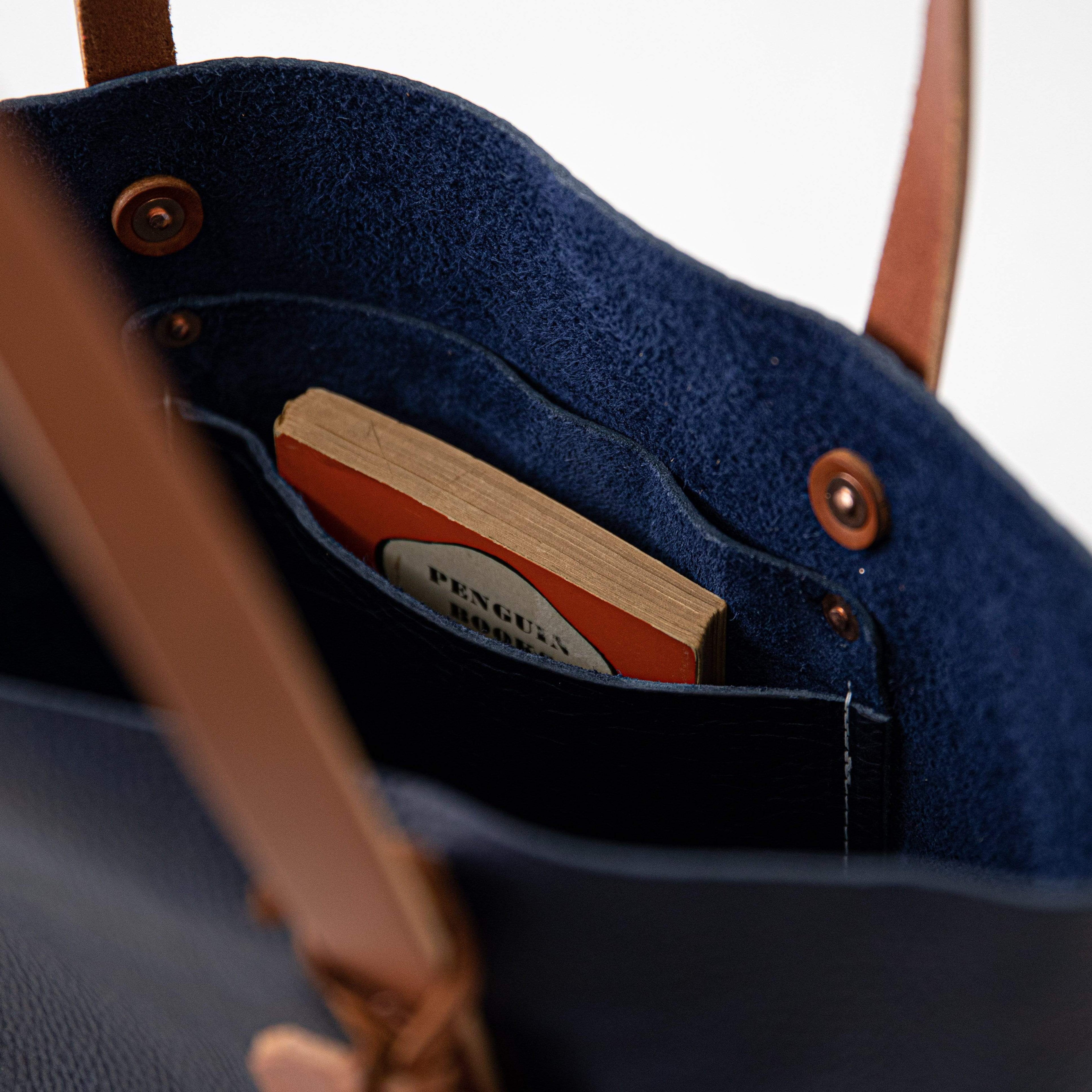 Scratch-and-Dent Navy Kodiak Tote- blue handbag handmade in America