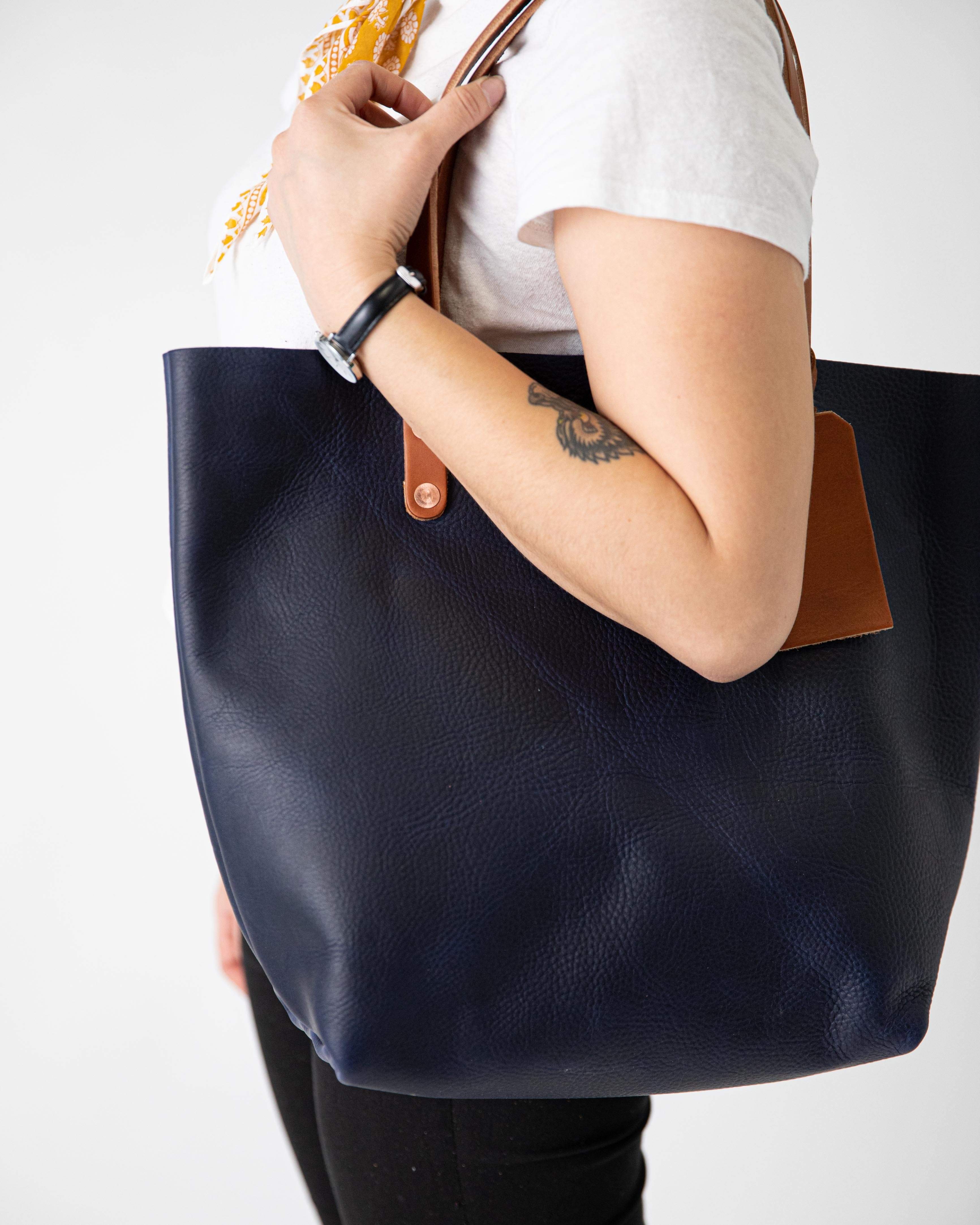 Scratch-and-Dent Navy Kodiak Tote- blue handbag handmade in America