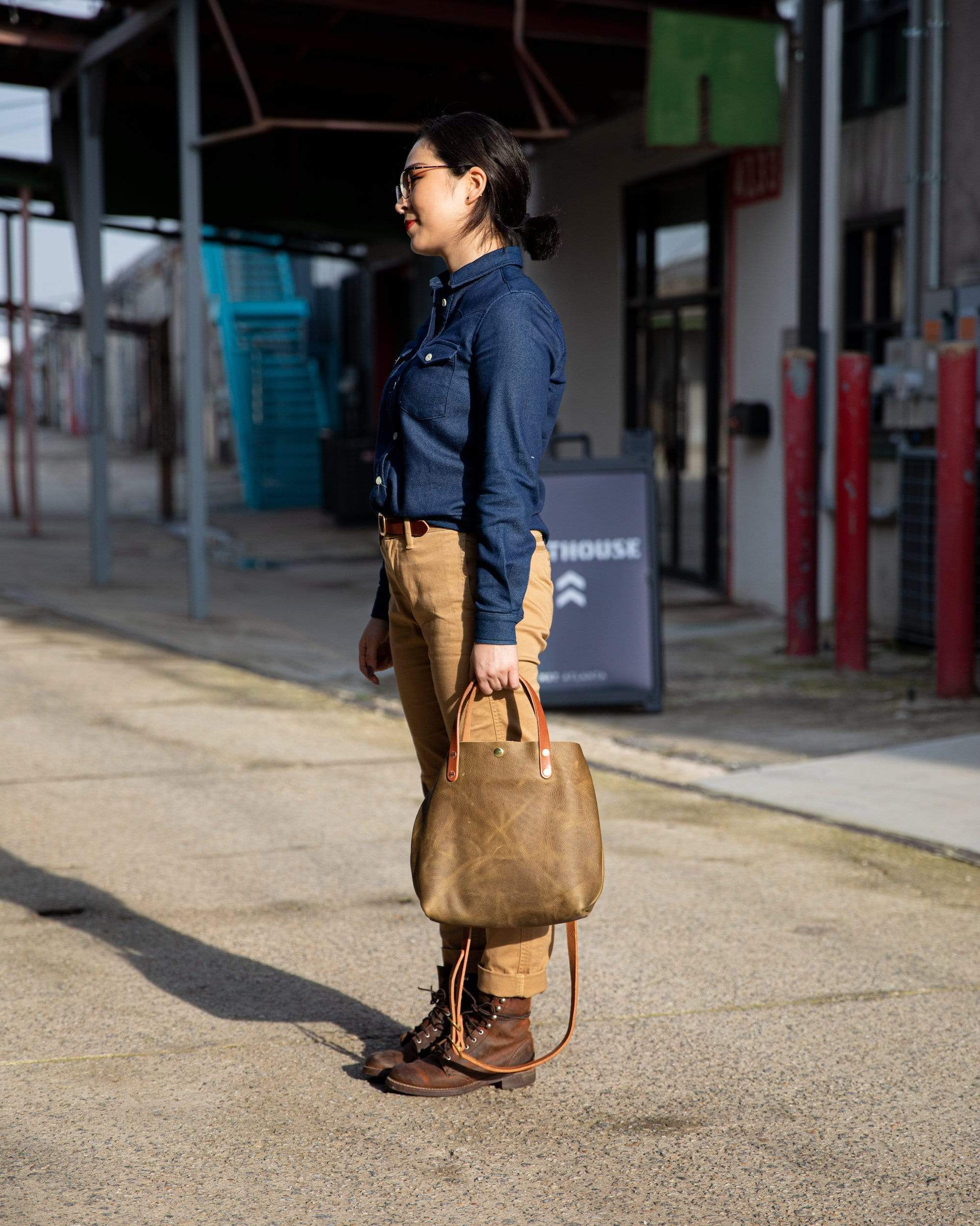Scratch-and-Dent Olive Kodiak Mini Tote- olive green small tote bags handmade in America