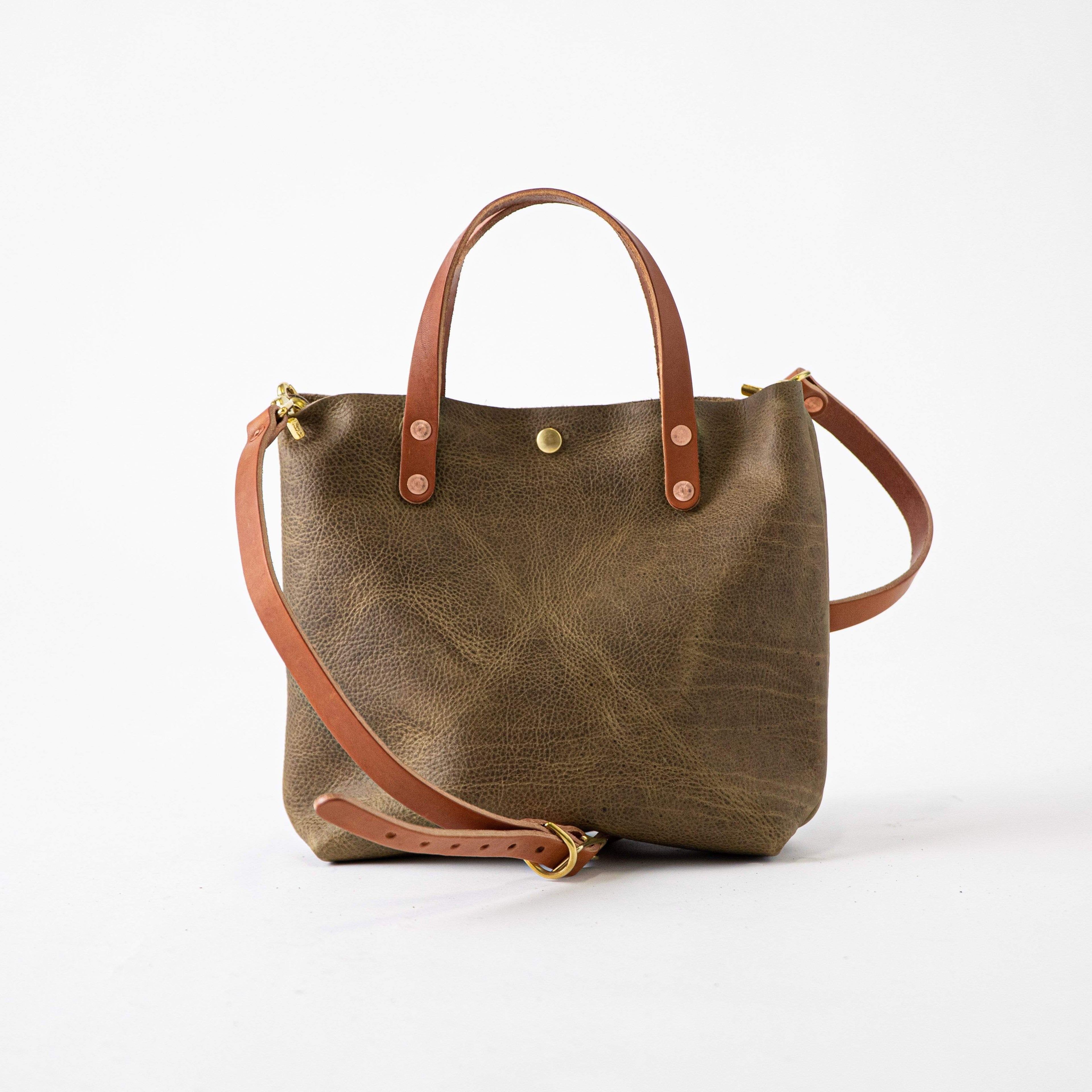 Scratch-and-Dent Olive Kodiak Mini Tote- olive green small tote bags handmade in America