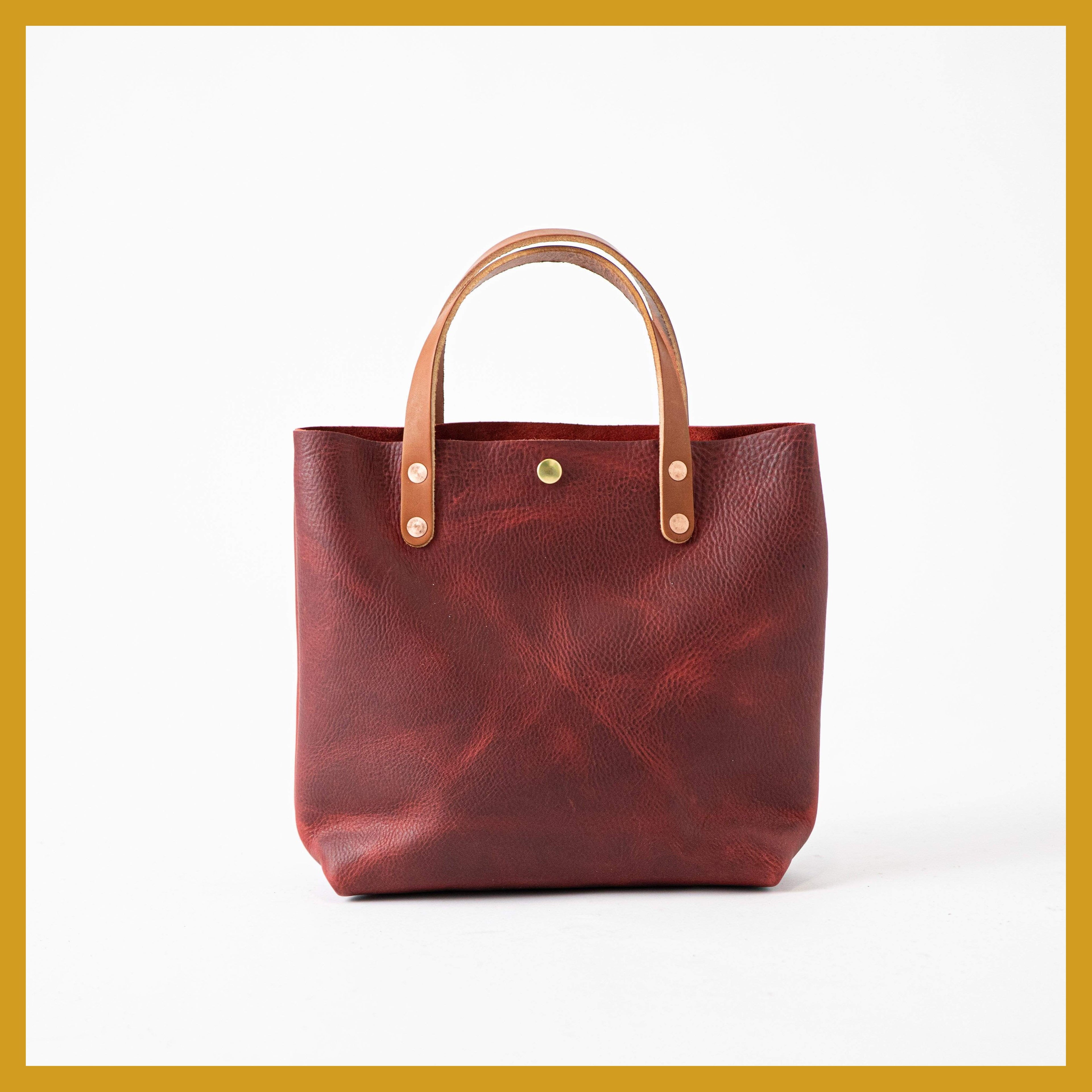 Scratch-and-Dent Red Kodiak Mini Tote- red small tote bags handmade in America