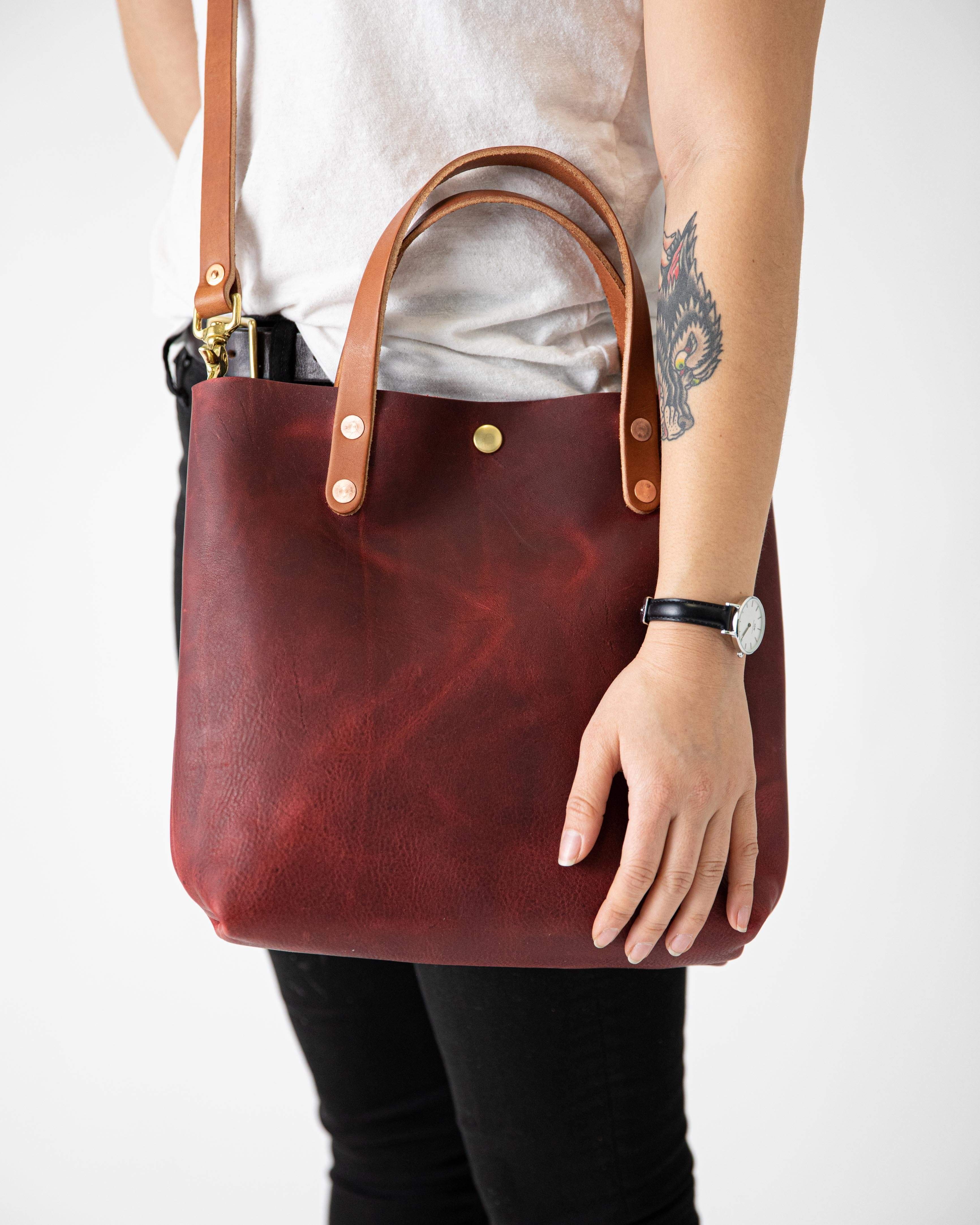 Scratch-and-Dent Red Kodiak Mini Tote- red small tote bags handmade in America