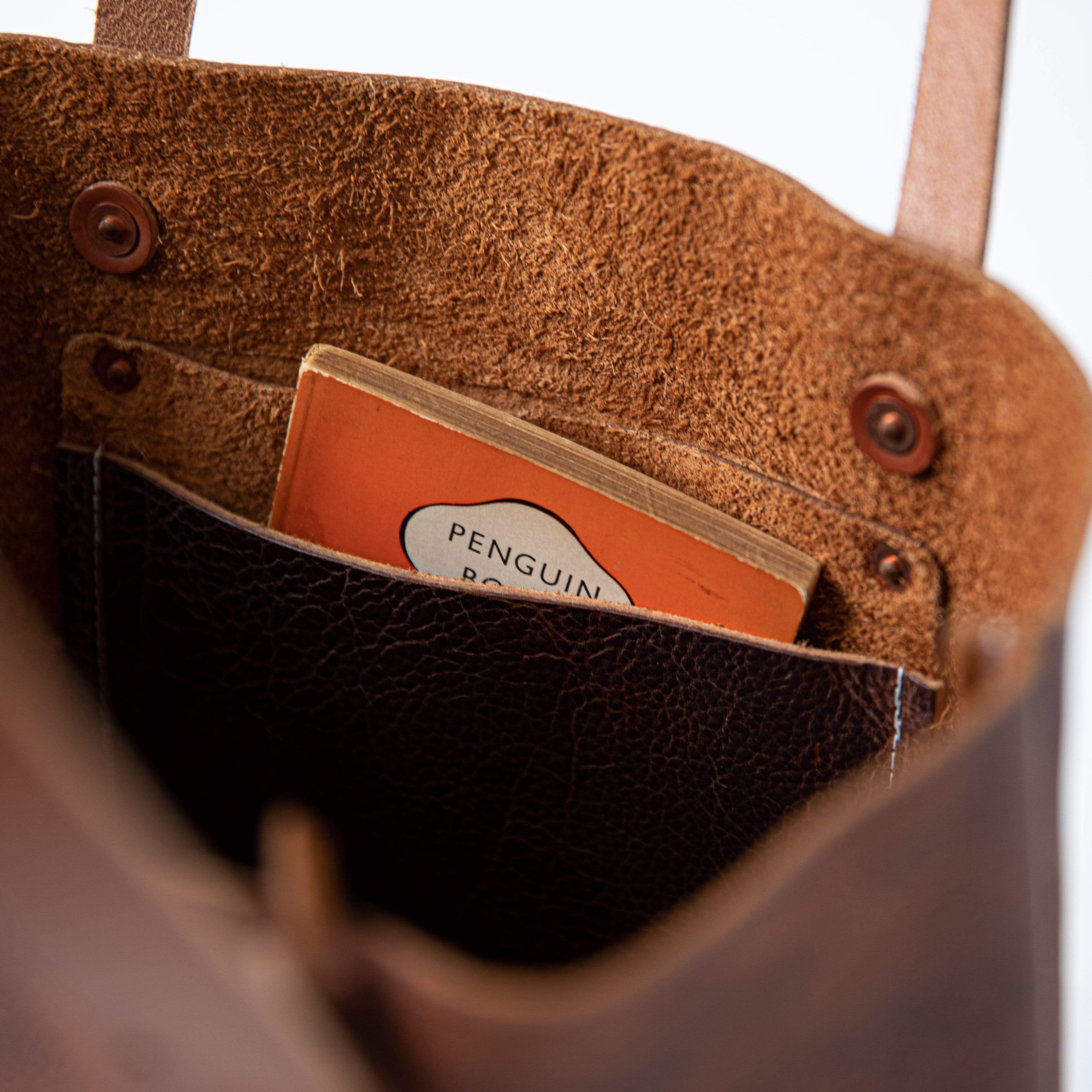Scratch-and-Dent Tan Kodiak Tote- tan leather bag handmade in America