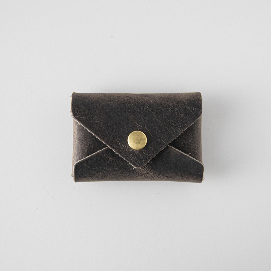 Storm Grey Card Envelope- card holder wallet - leather wallet made in America at KMM &amp; Co.